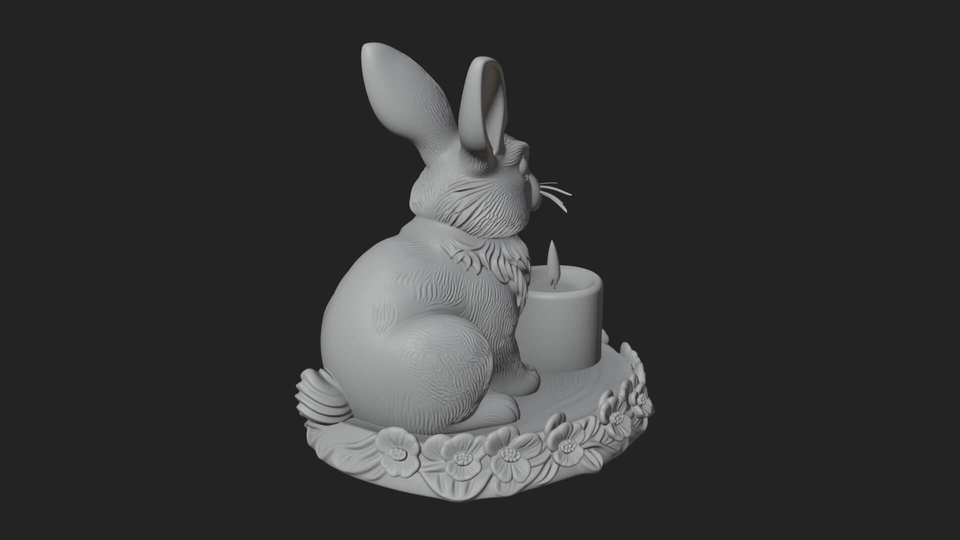 Rabbit Candle Holder Statue Design 2 3D Print Model 3D Model