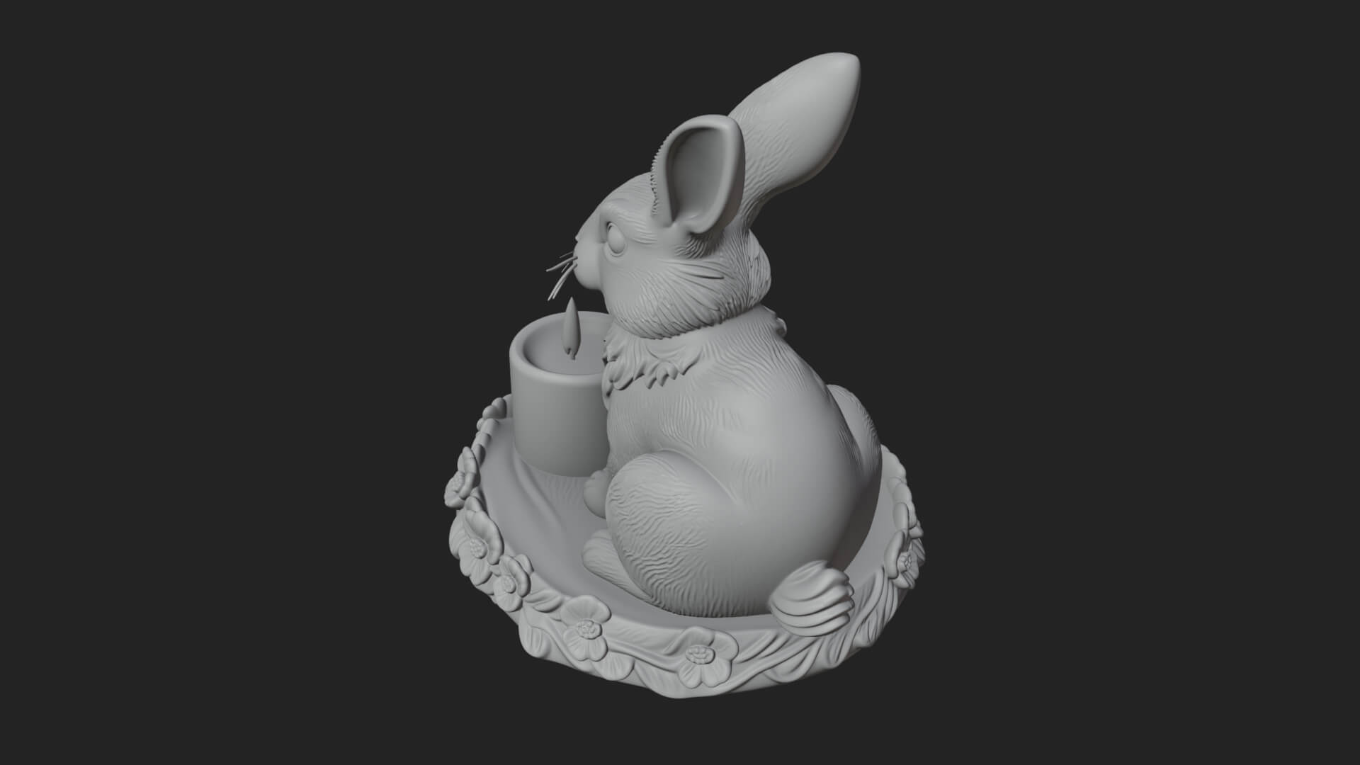 Rabbit Candle Holder Statue Design 2 3D Print Model 3D Model
