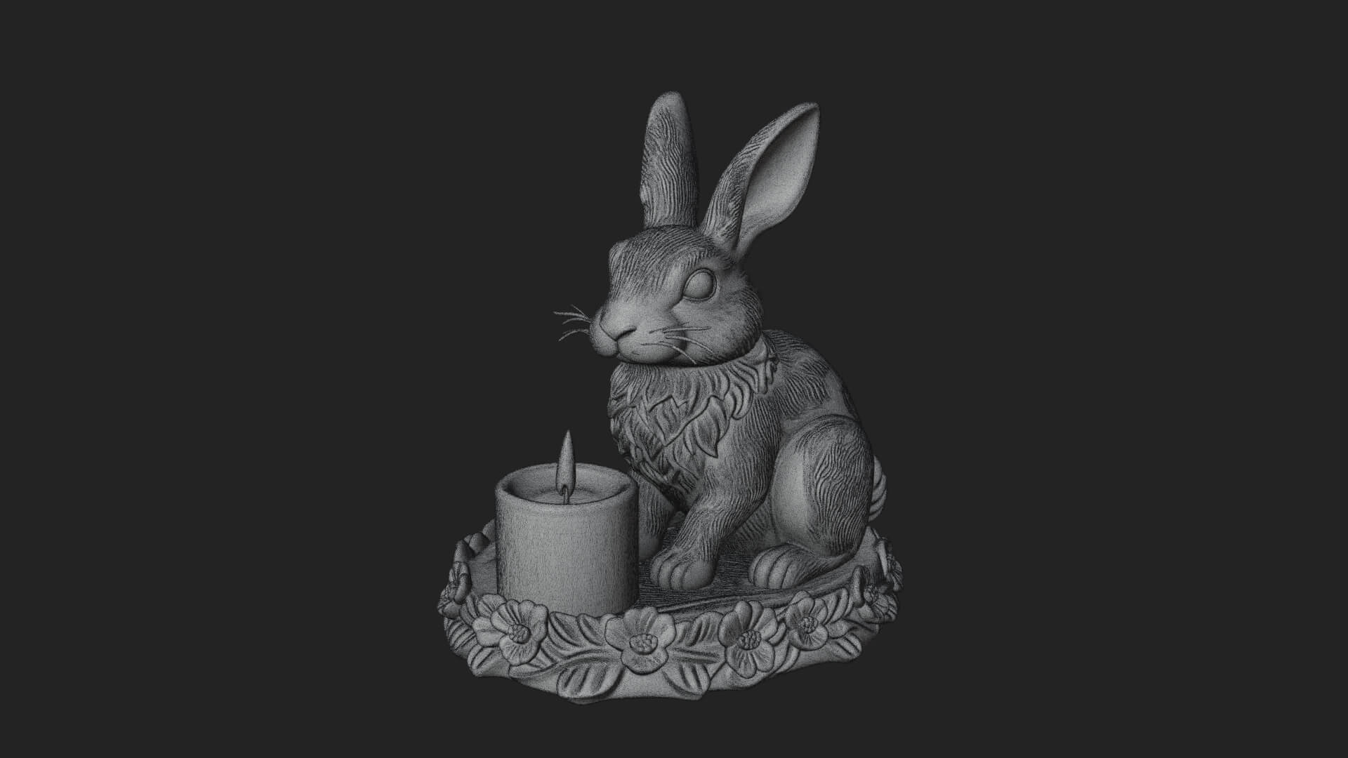 Rabbit Candle Holder Statue Design 2 3D Print Model 3D Model