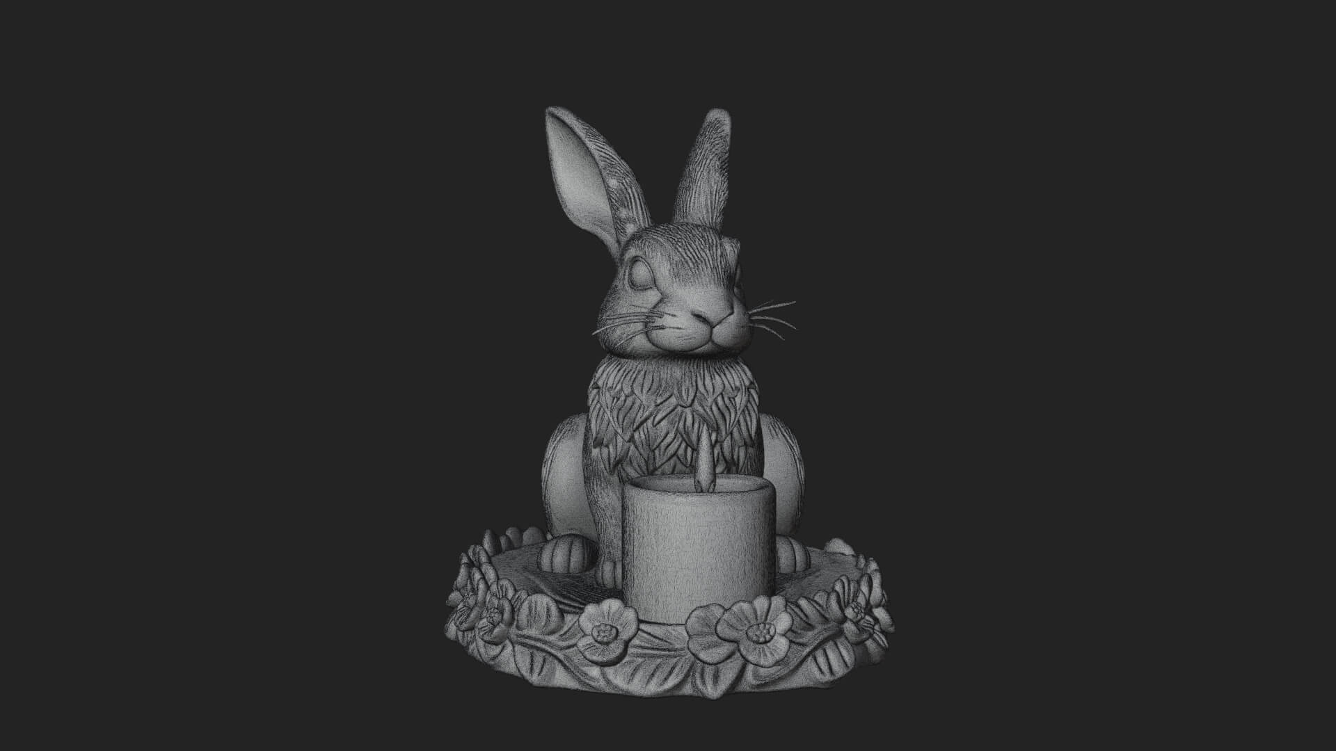 Rabbit Candle Holder Statue Design 2 3D Print Model 3D Model
