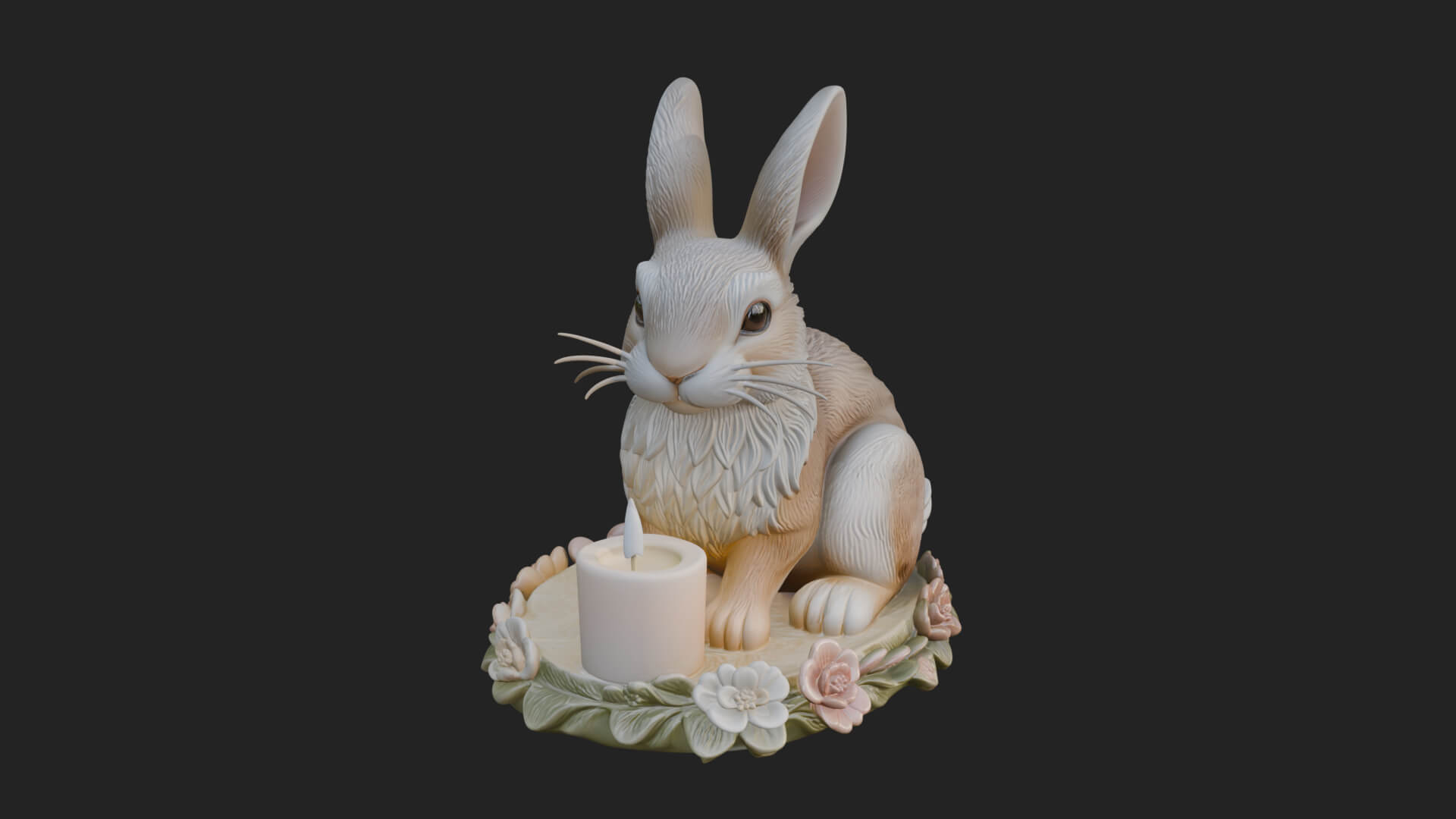 Rabbit Candle Holder Statue Design 3 3D Print Model 3D Model