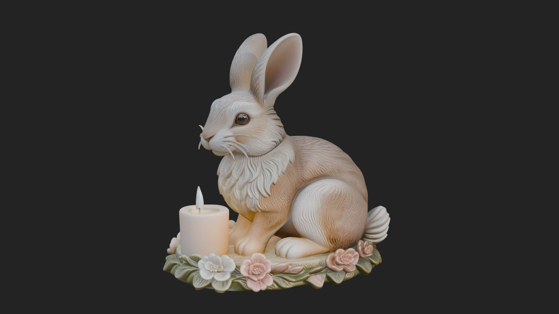 Rabbit Candle Holder Statue Design 3 3D Print Model 3D Model