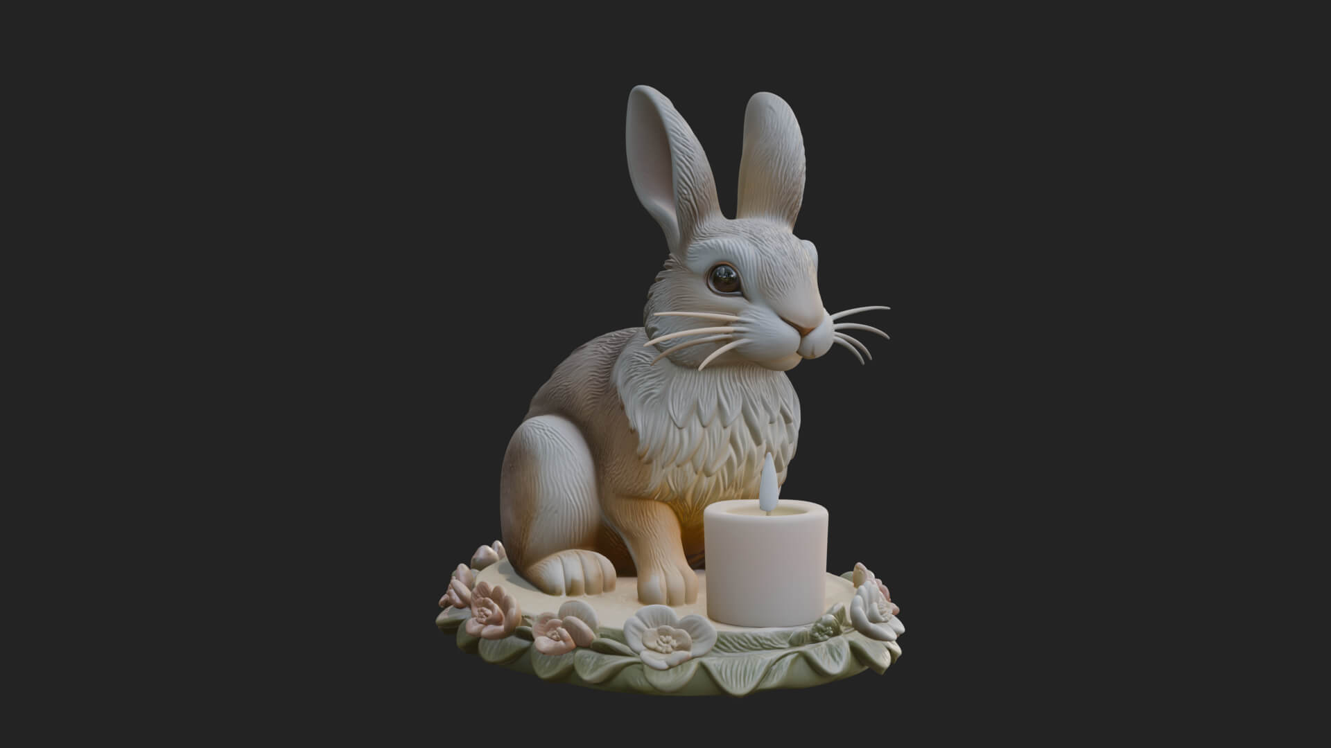Rabbit Candle Holder Statue Design 3 3D Print Model 3D Model