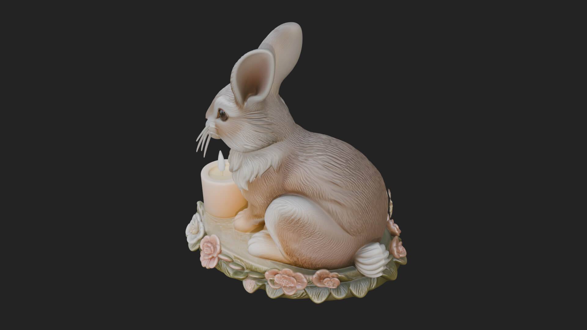Rabbit Candle Holder Statue Design 3 3D Print Model 3D Model