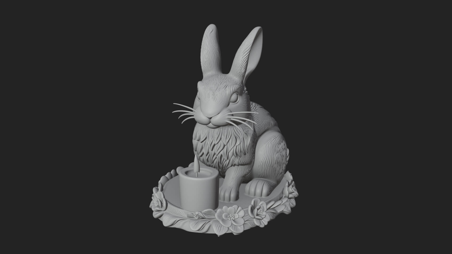 Rabbit Candle Holder Statue Design 3 3D Print Model 3D Model