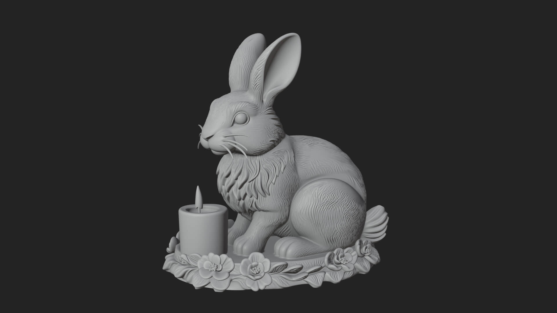 Rabbit Candle Holder Statue Design 3 3D Print Model 3D Model