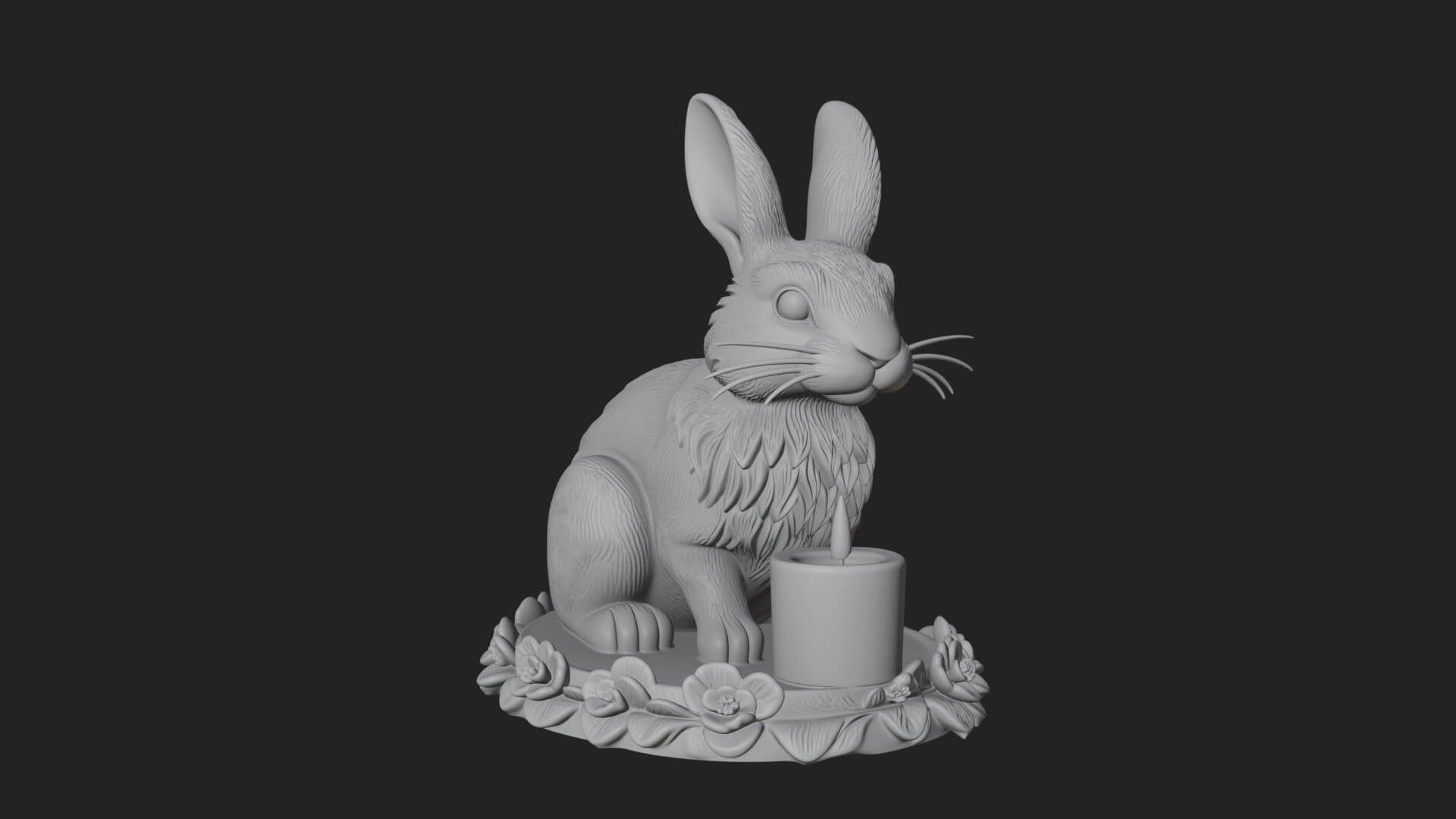Rabbit Candle Holder Statue Design 3 3D Print Model 3D Model