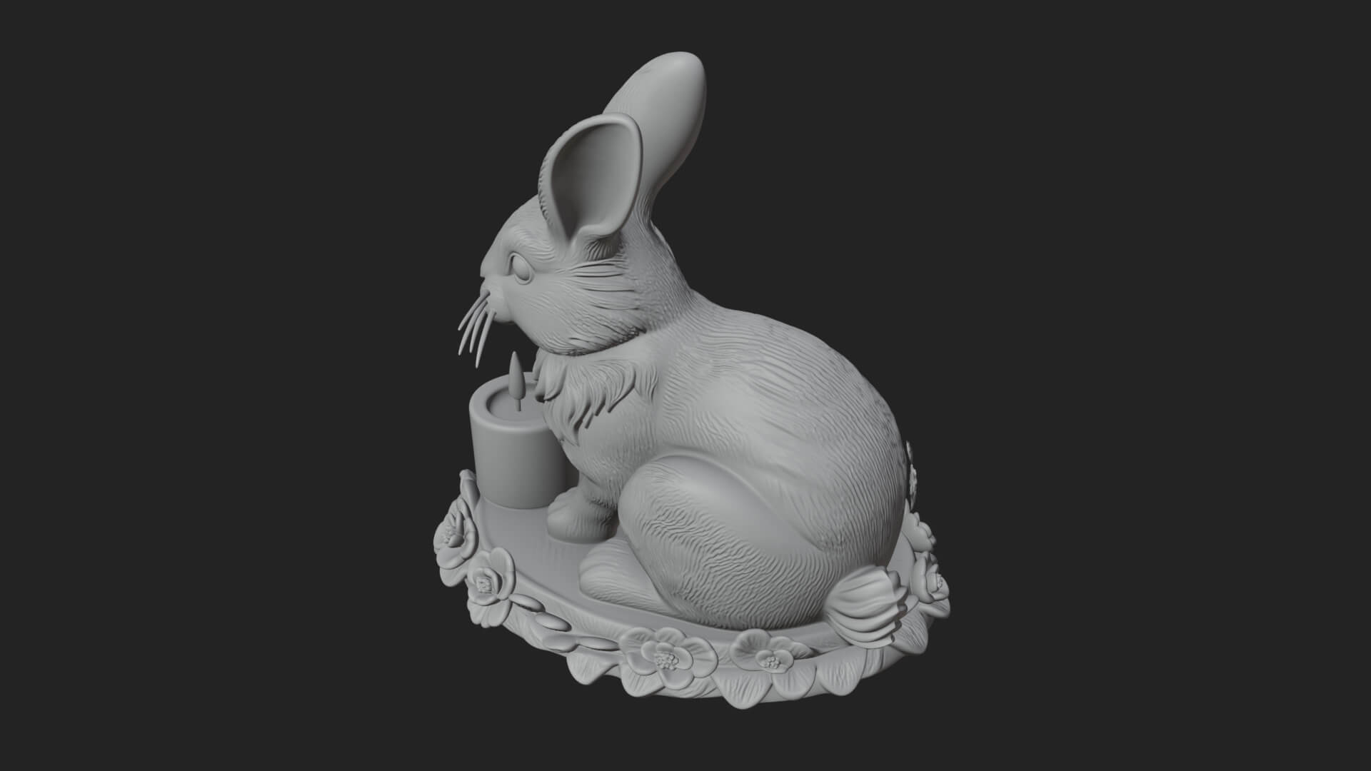 Rabbit Candle Holder Statue Design 3 3D Print Model 3D Model