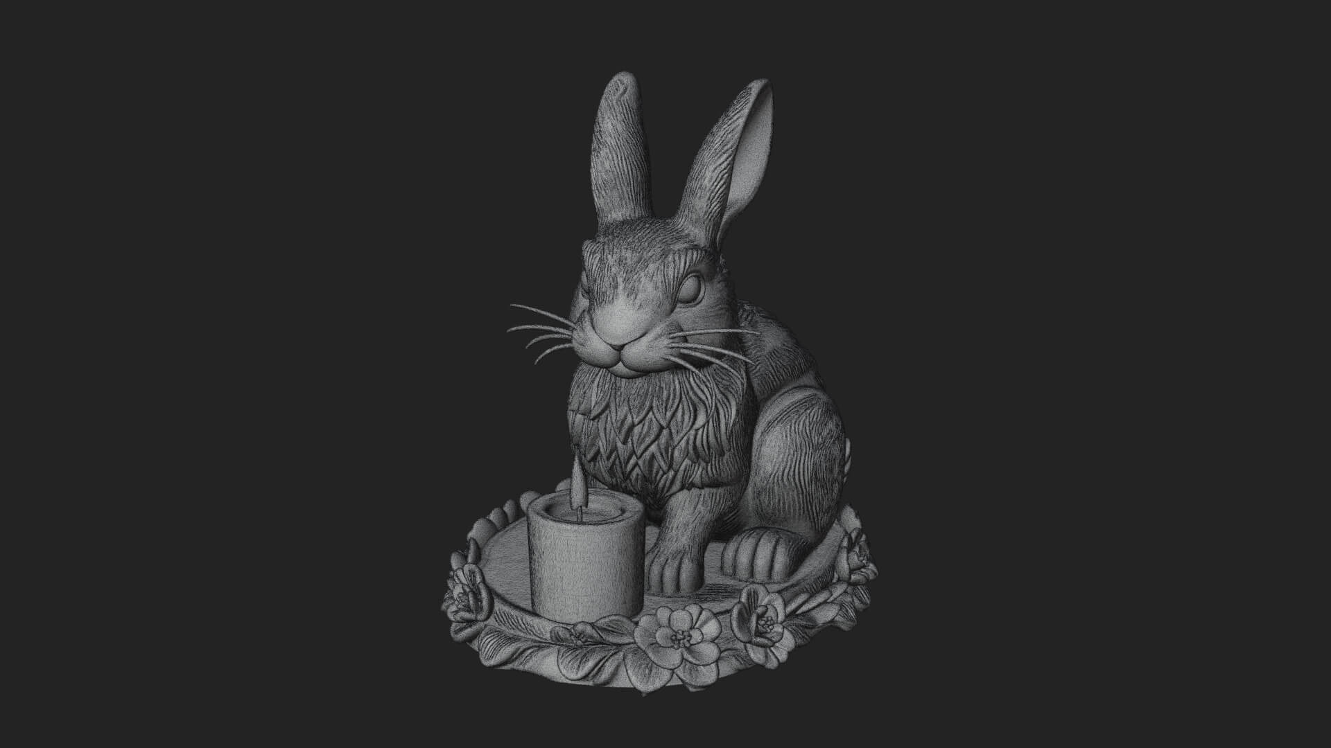 Rabbit Candle Holder Statue Design 3 3D Print Model 3D Model