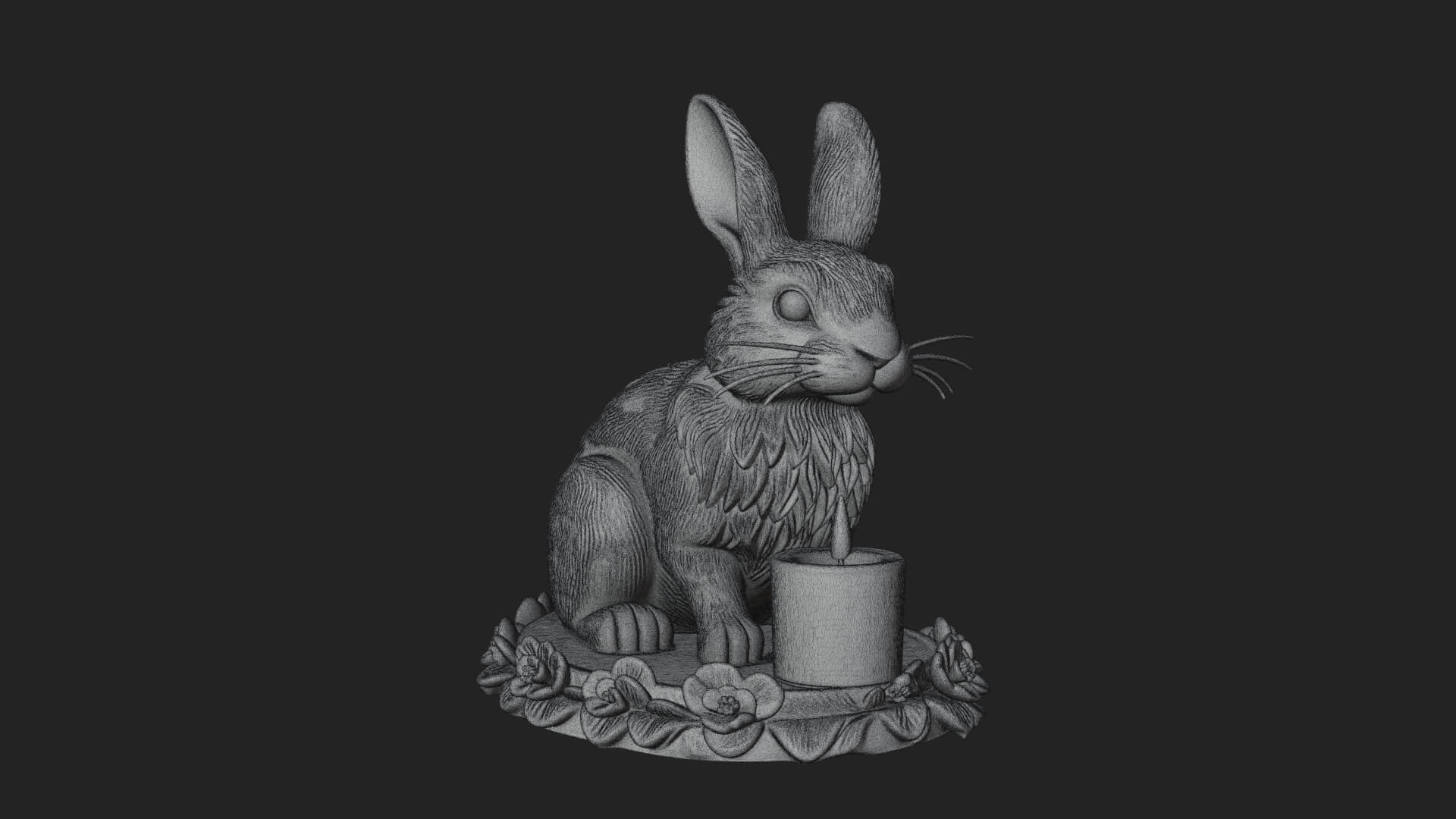 Rabbit Candle Holder Statue Design 3 3D Print Model 3D Model