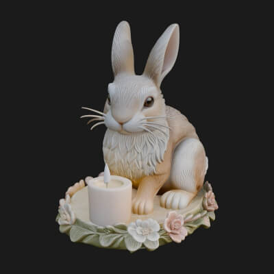 Rabbit Candle Holder Statue Design 3 3D Print Model