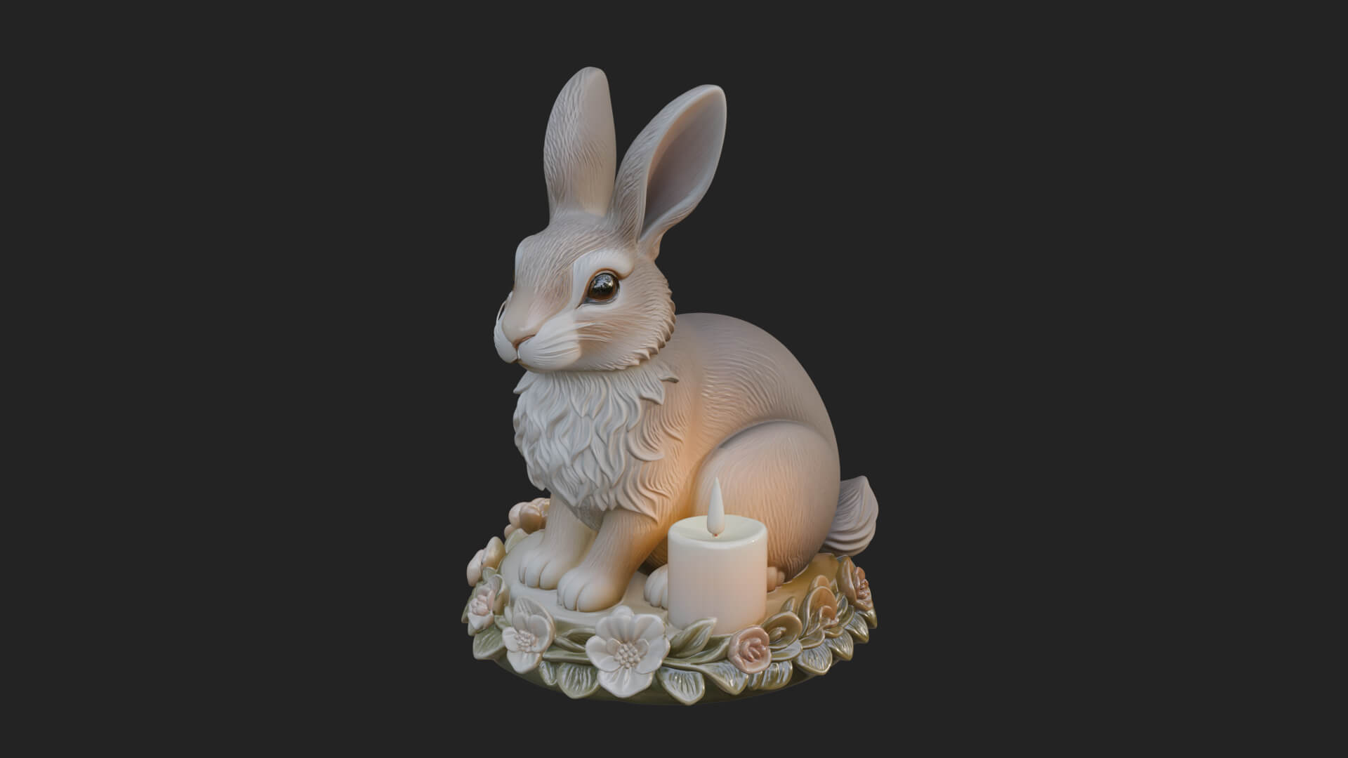 Rabbit Candle Holder Statue Design 4 3D Print Model 3D Model
