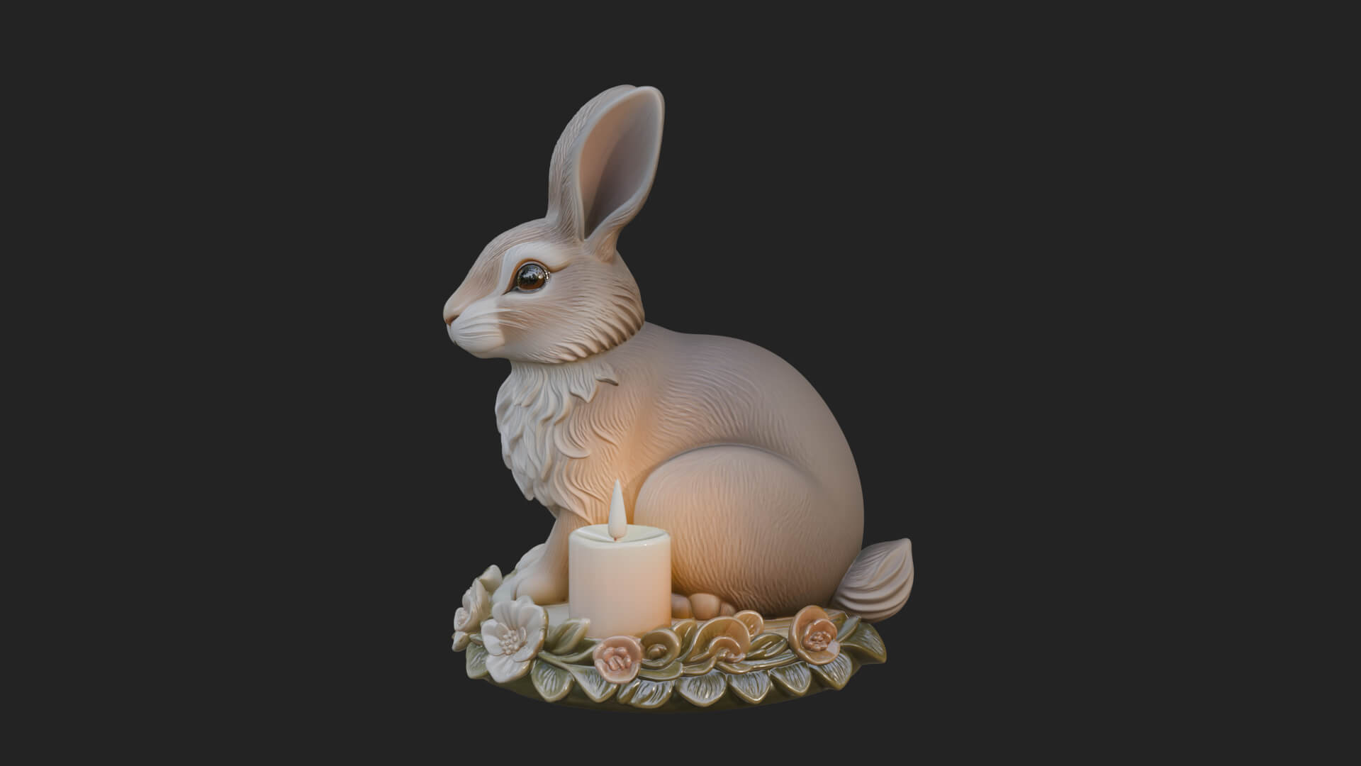 Rabbit Candle Holder Statue Design 4 3D Print Model 3D Model