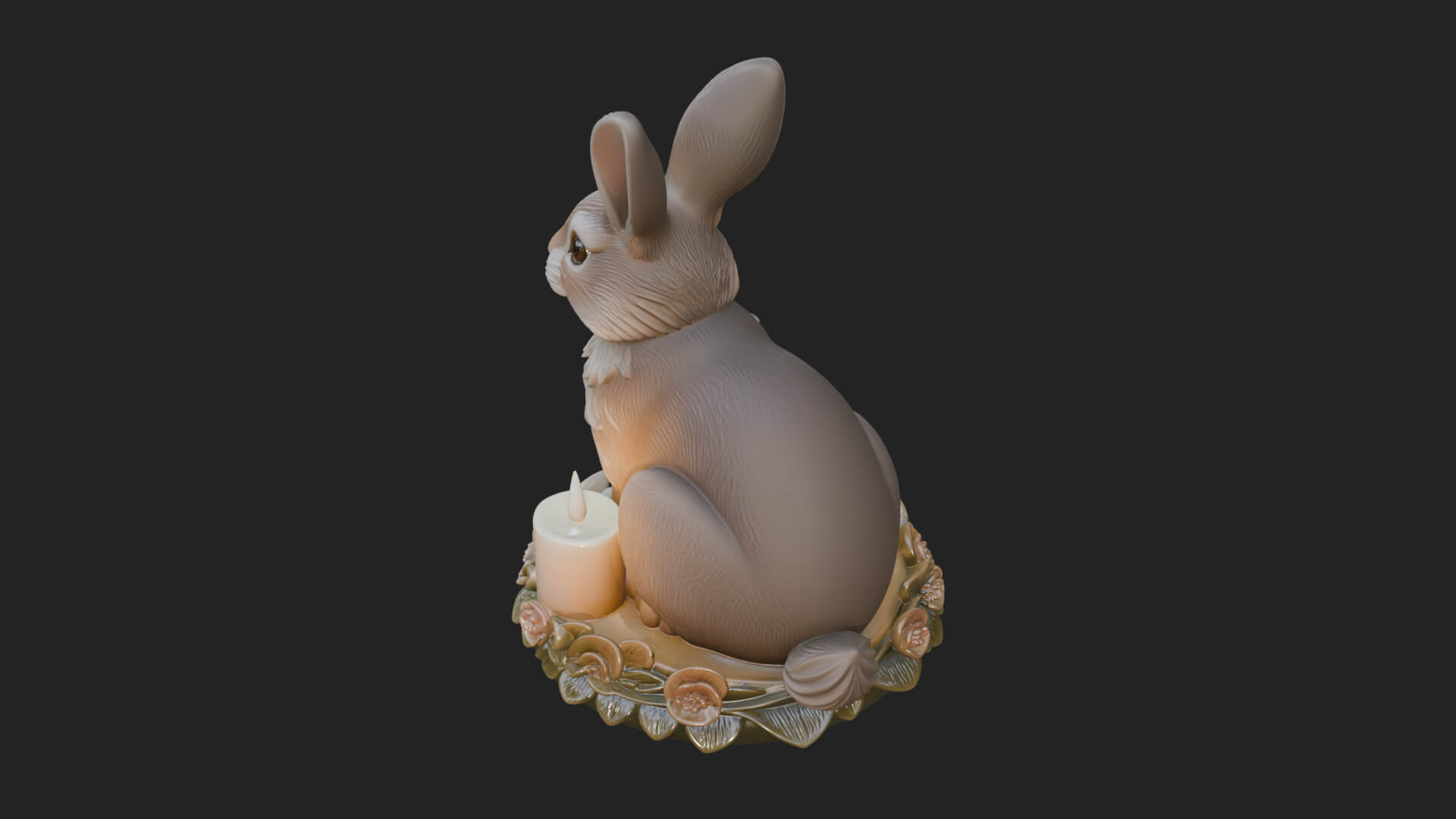 Rabbit Candle Holder Statue Design 4 3D Print Model 3D Model