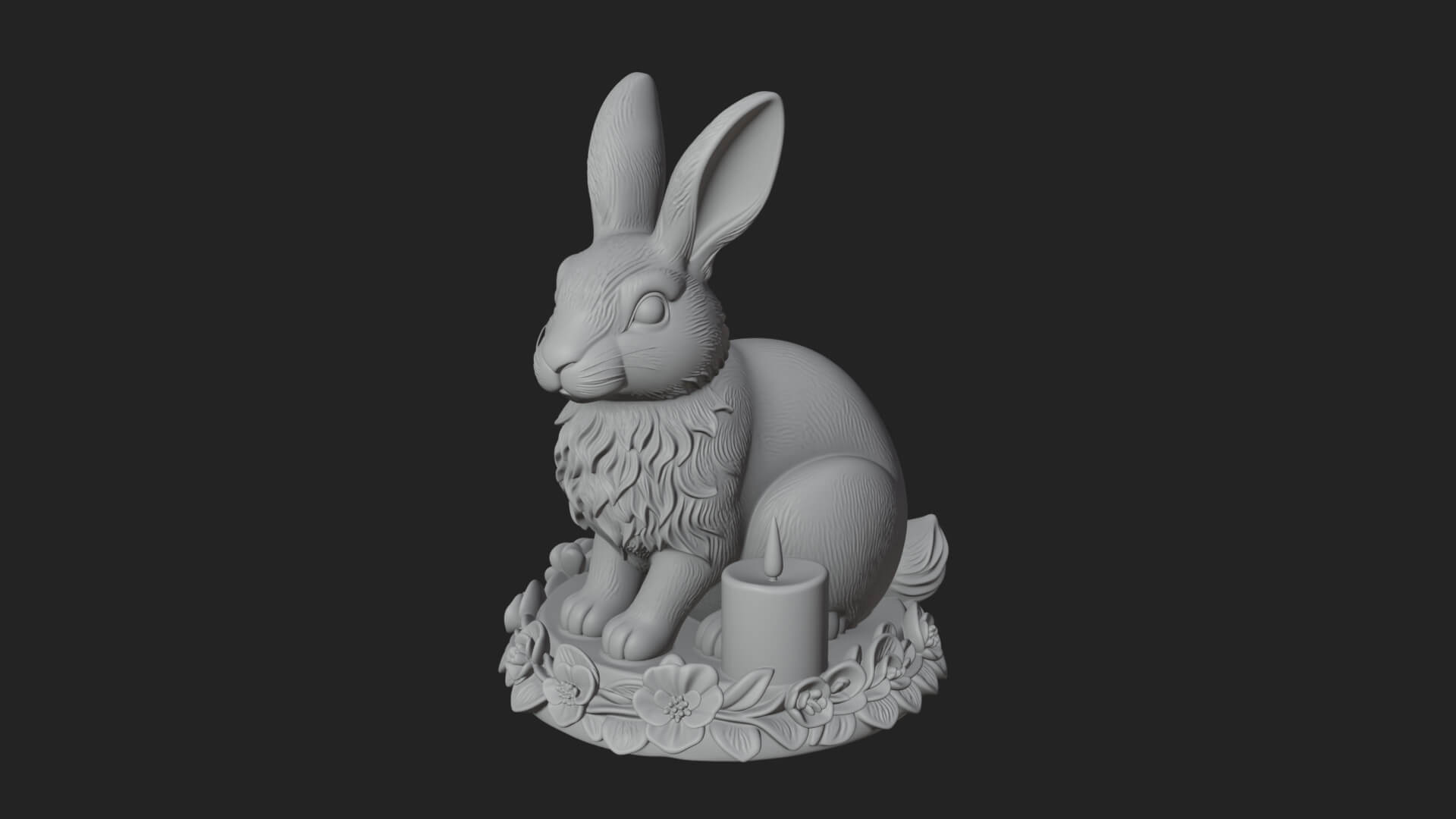 Rabbit Candle Holder Statue Design 4 3D Print Model 3D Model