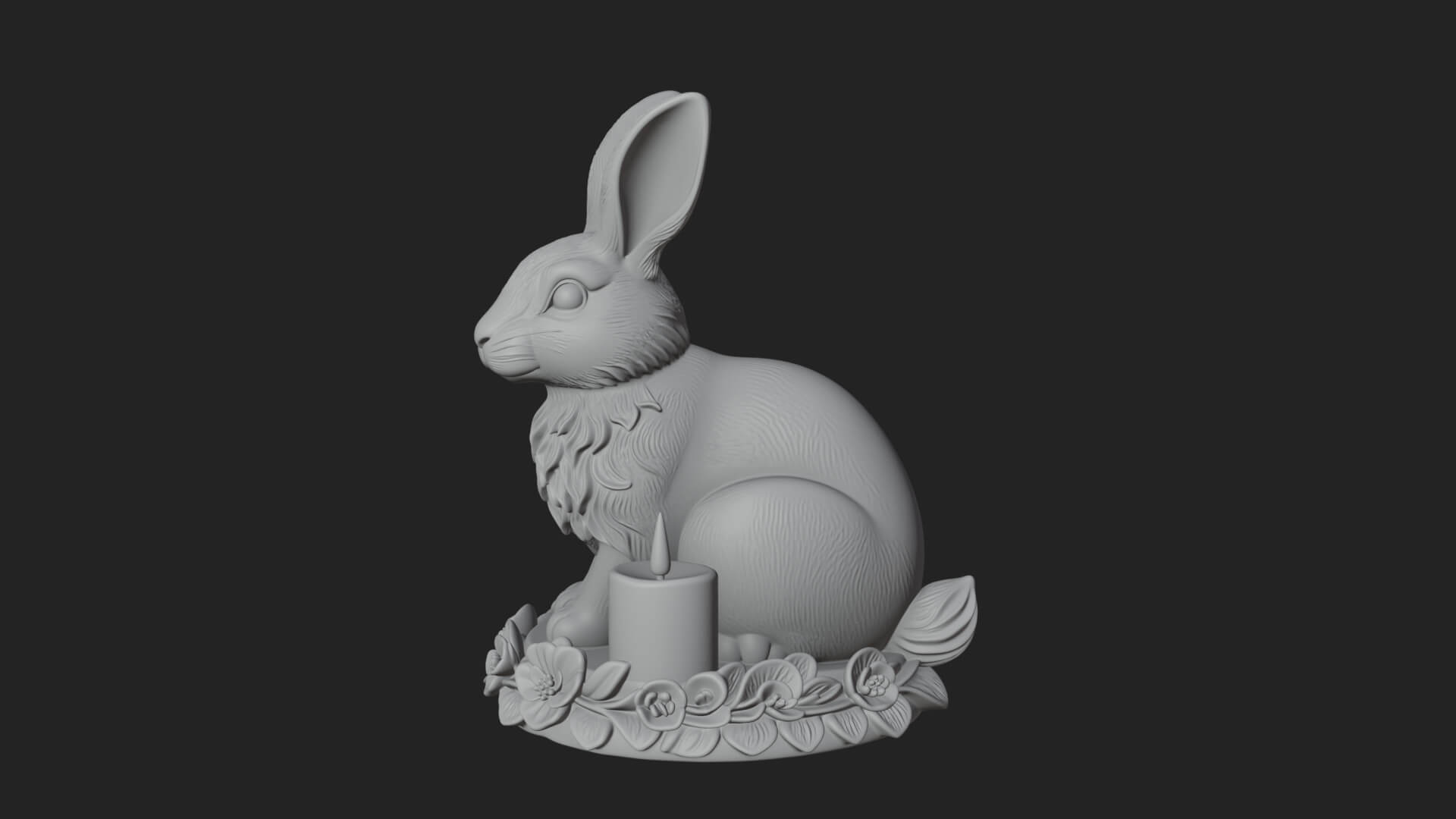 Rabbit Candle Holder Statue Design 4 3D Print Model 3D Model