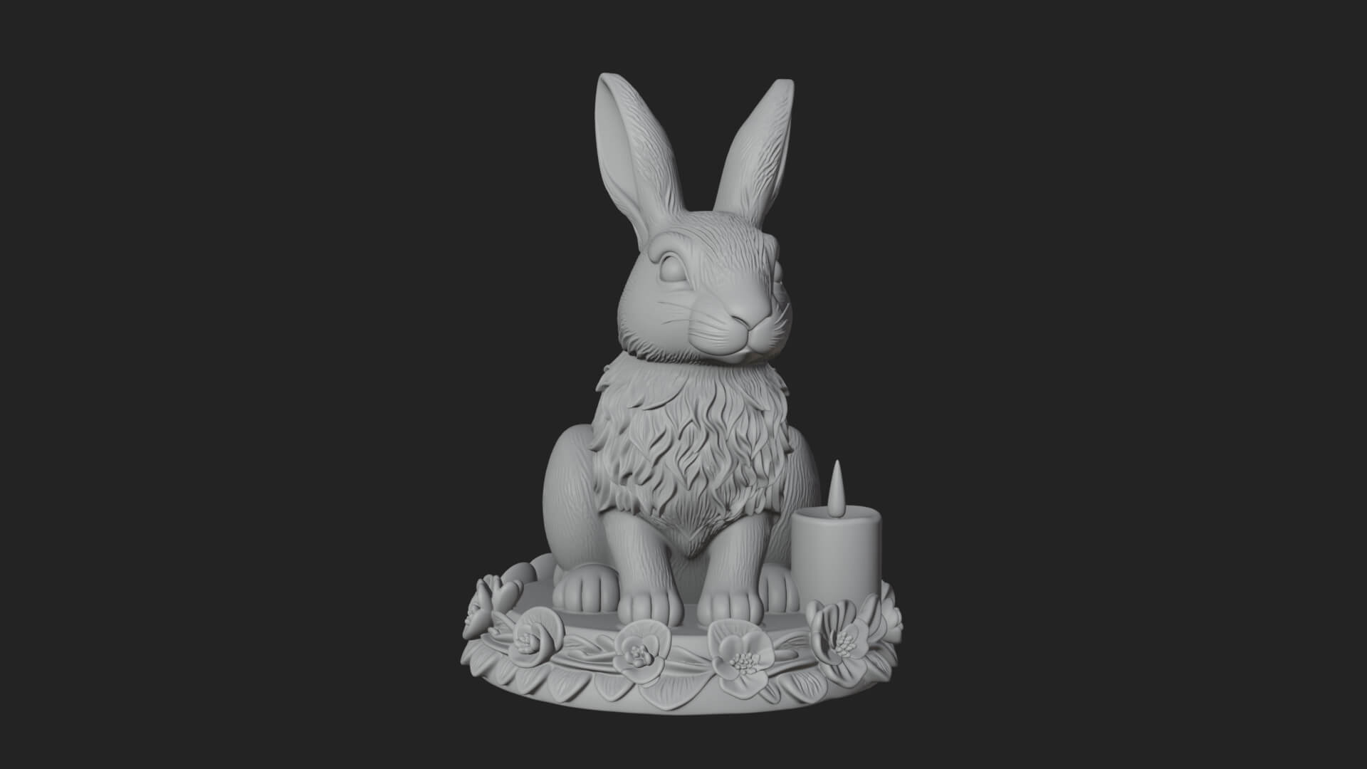 Rabbit Candle Holder Statue Design 4 3D Print Model 3D Model