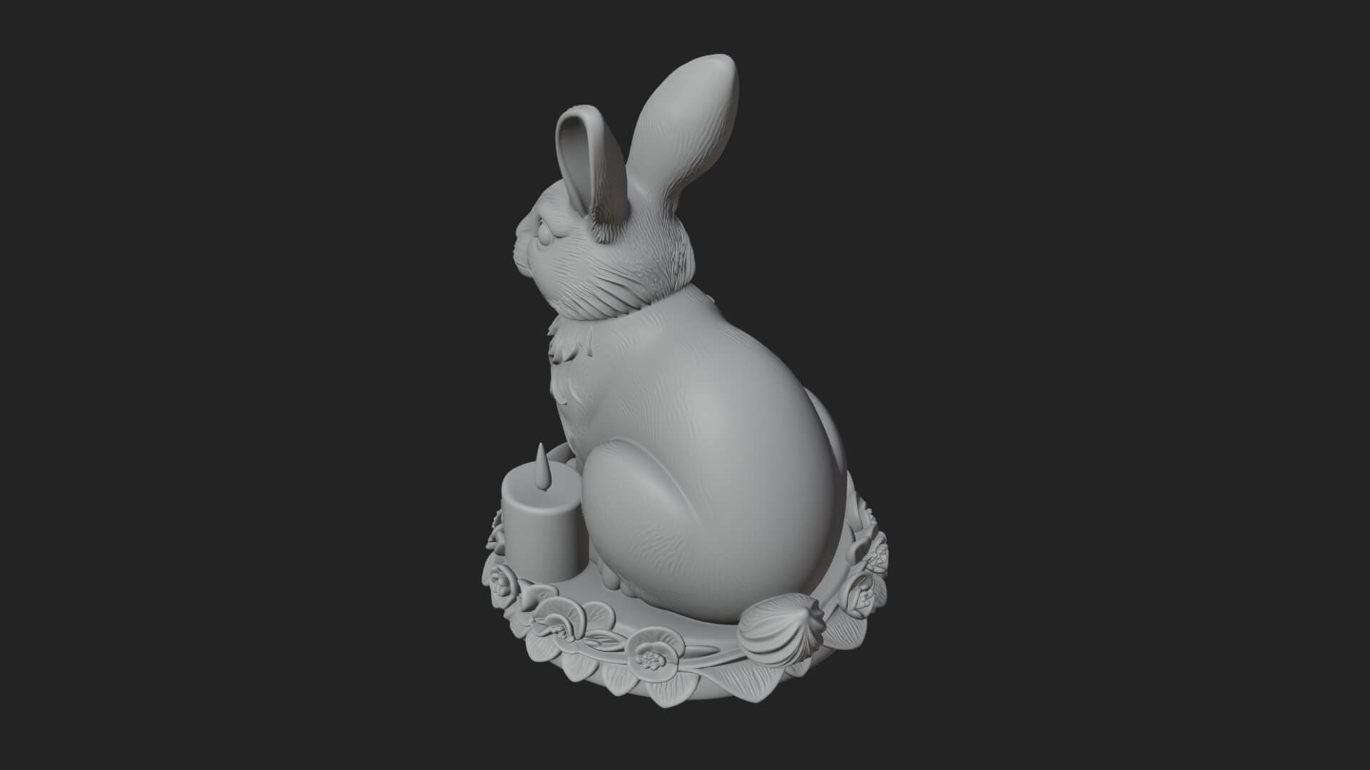 Rabbit Candle Holder Statue Design 4 3D Print Model 3D Model