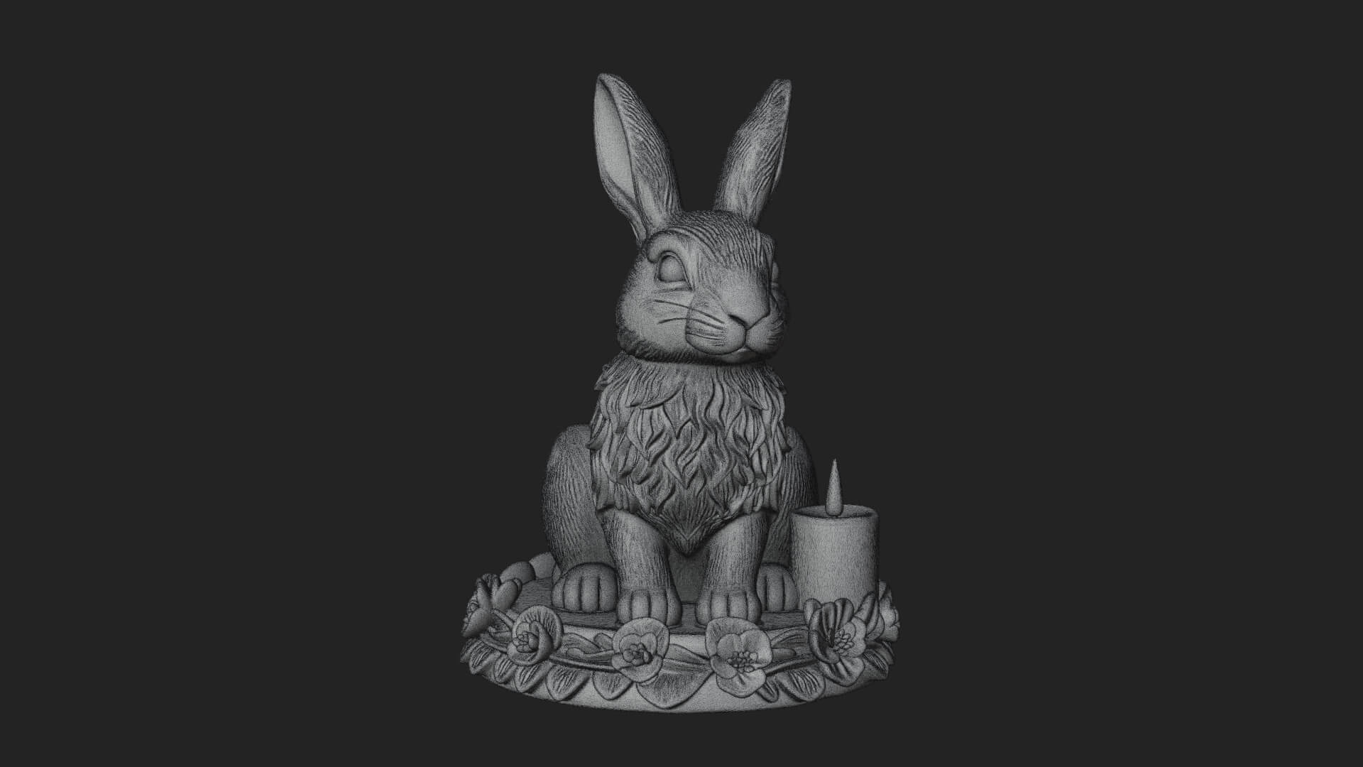 Rabbit Candle Holder Statue Design 4 3D Print Model 3D Model