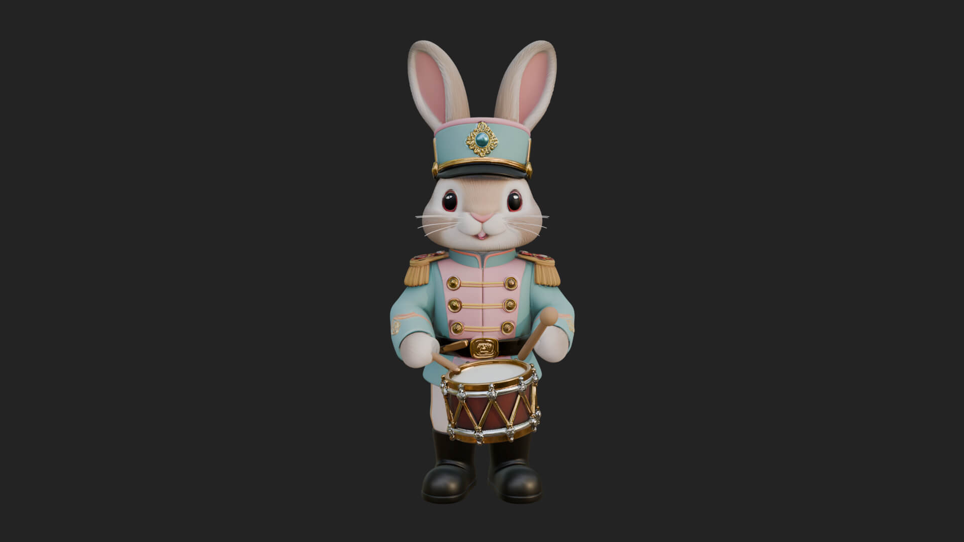 Rabbit Drummer Soldier Statue Design 1 3D Print Model 3D Model