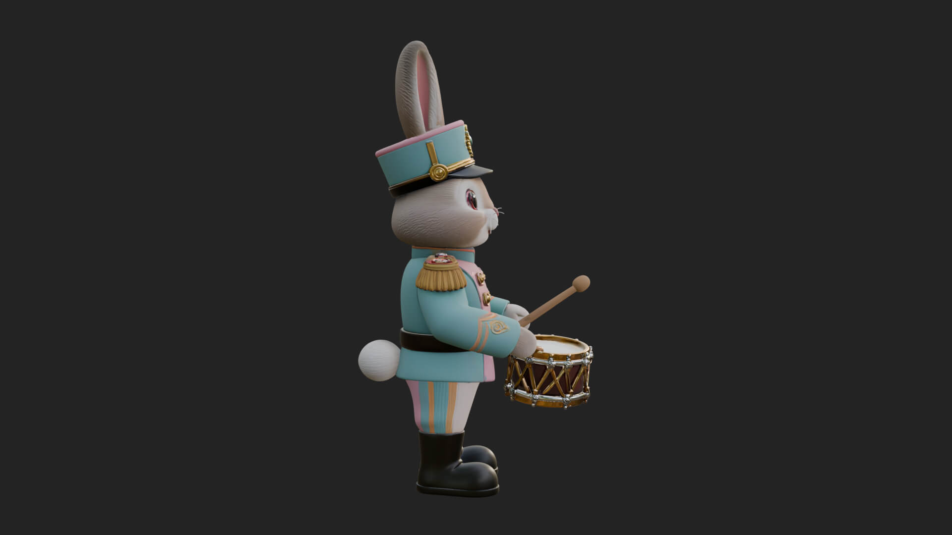 Rabbit Drummer Soldier Statue Design 1 3D Print Model 3D Model