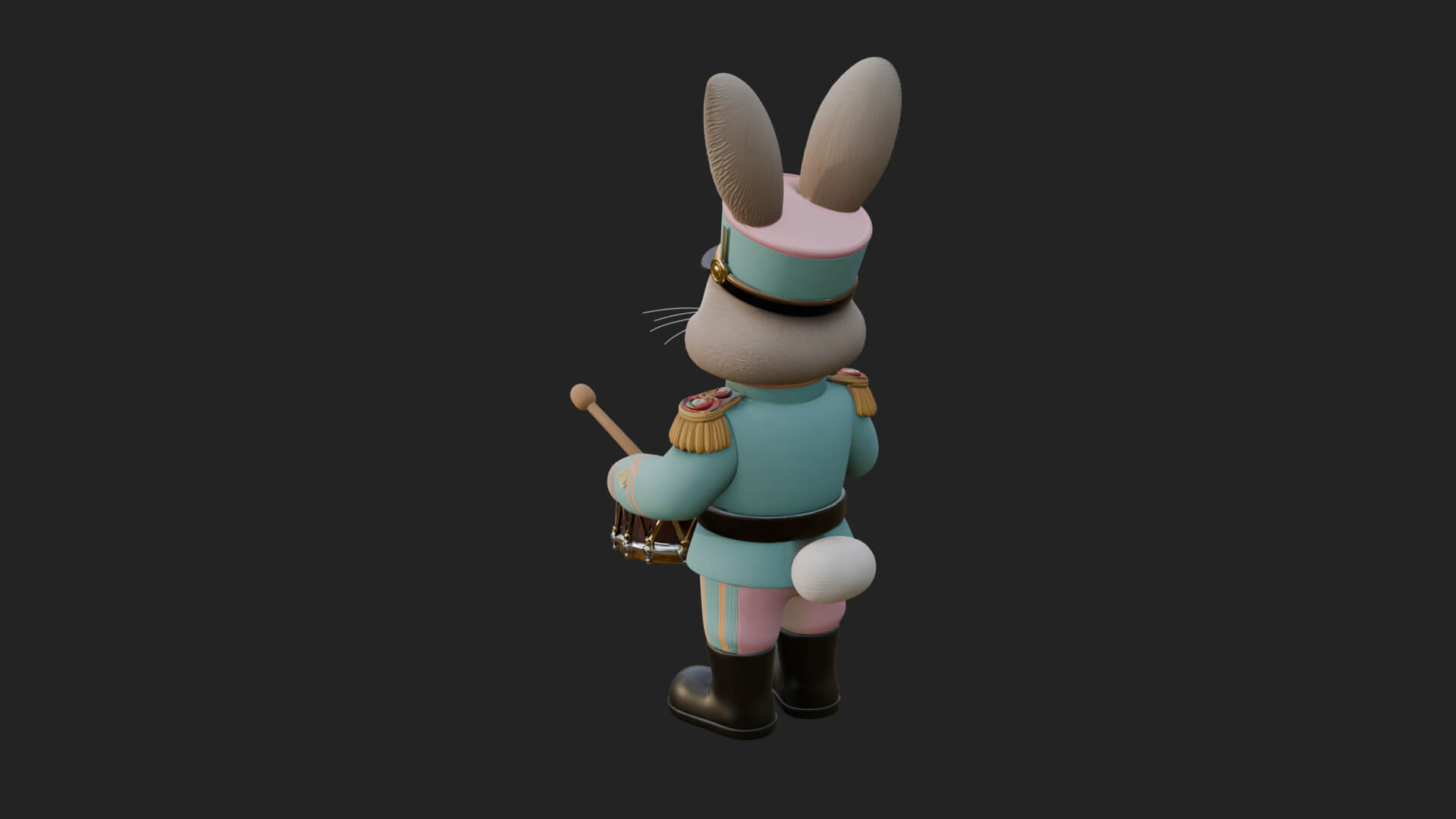 Rabbit Drummer Soldier Statue Design 1 3D Print Model 3D Model