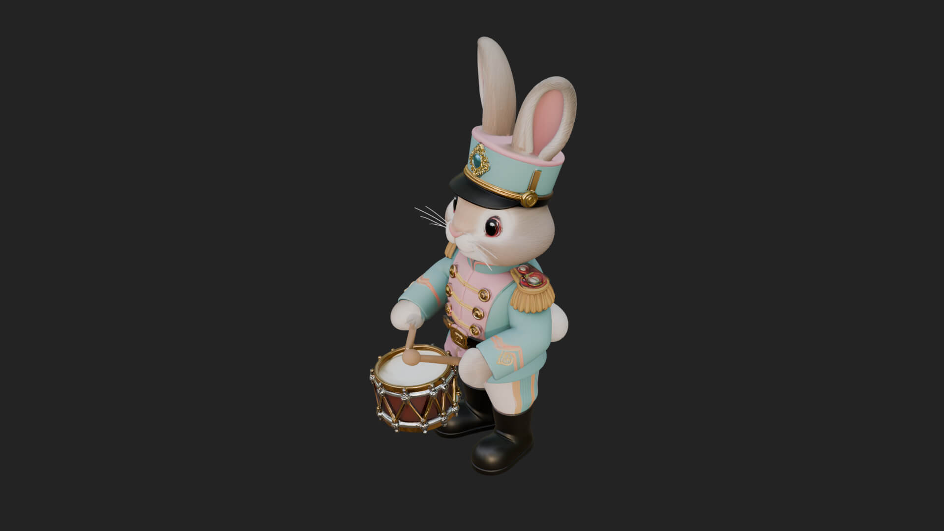Rabbit Drummer Soldier Statue Design 1 3D Print Model 3D Model