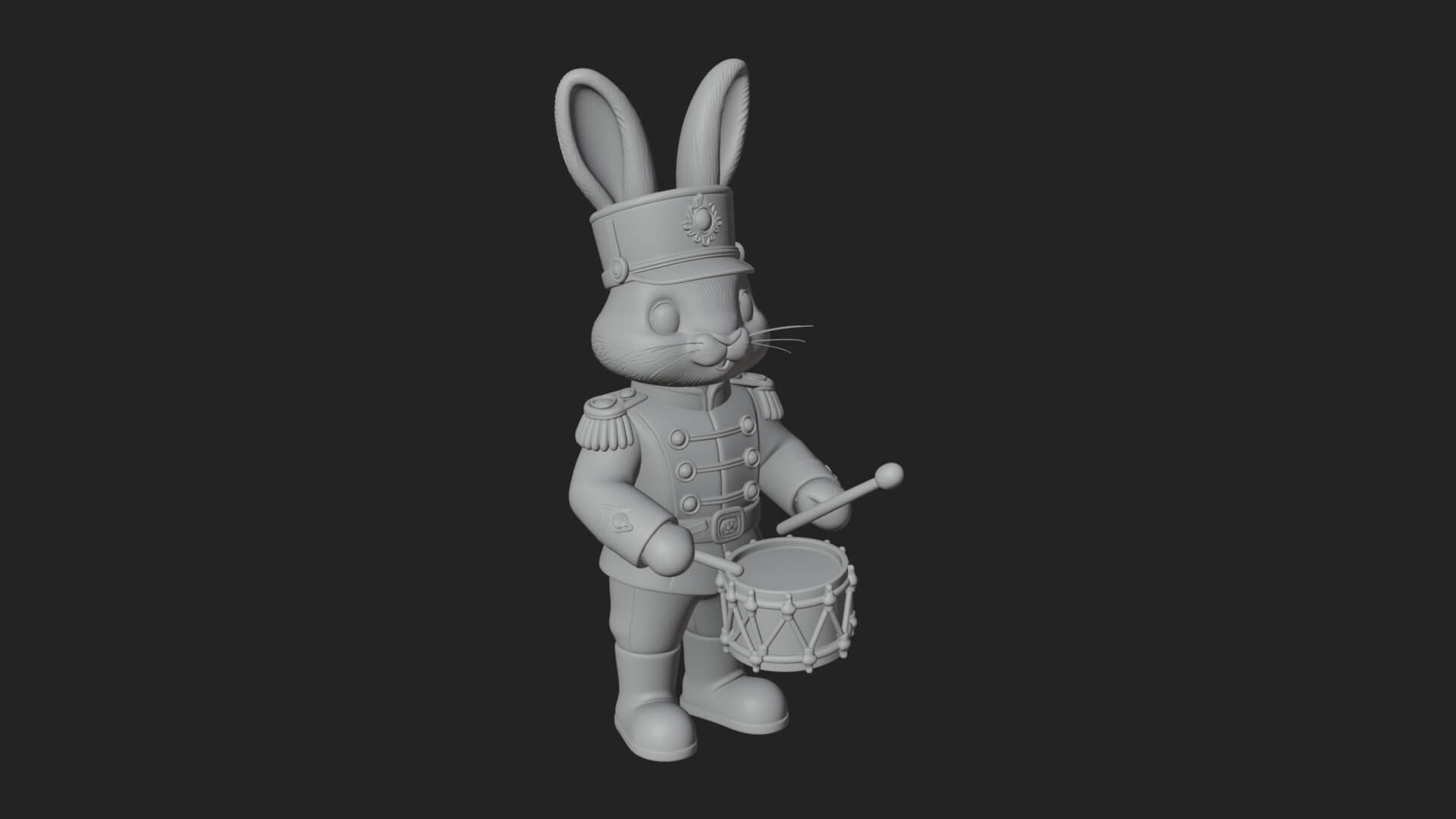 Rabbit Drummer Soldier Statue Design 1 3D Print Model 3D Model