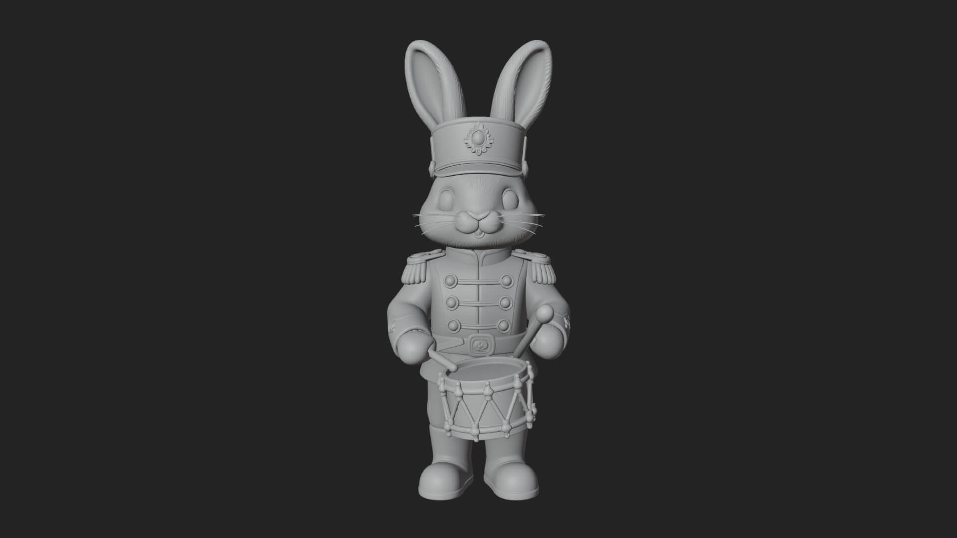 Rabbit Drummer Soldier Statue Design 1 3D Print Model 3D Model
