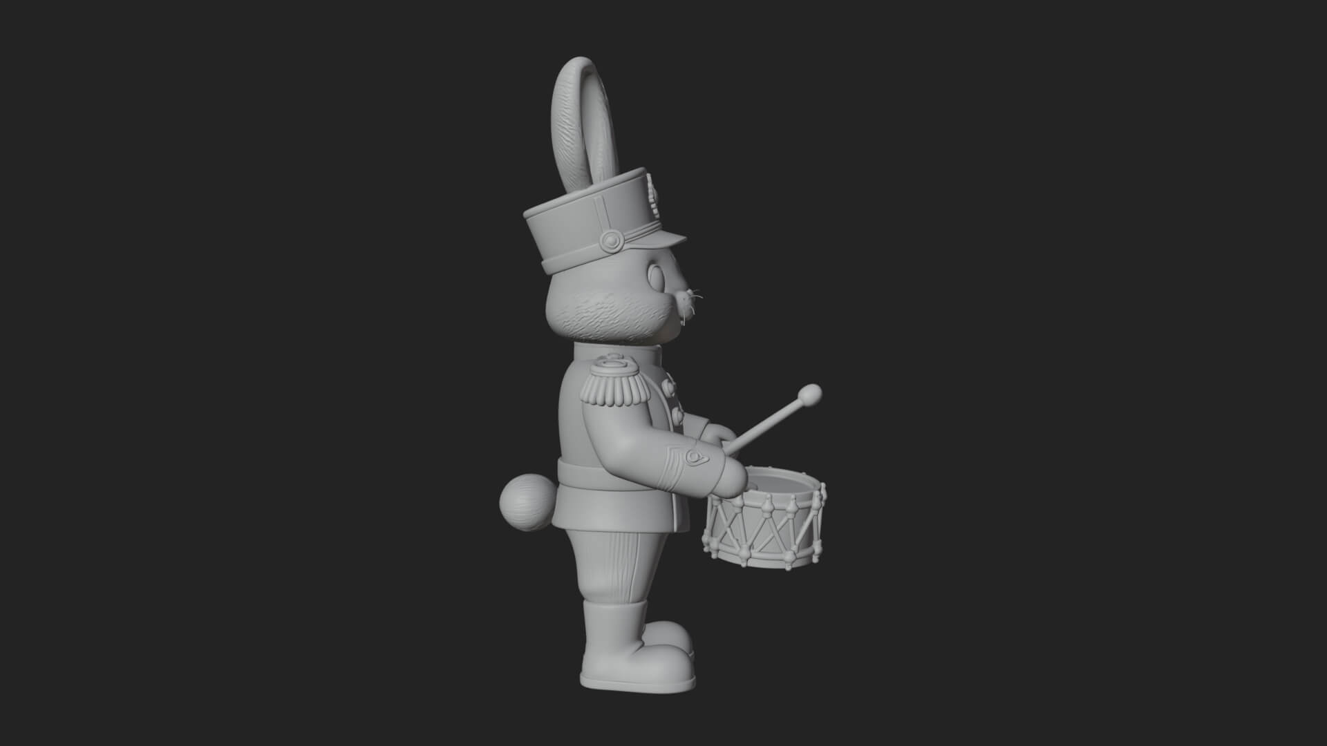 Rabbit Drummer Soldier Statue Design 1 3D Print Model 3D Model
