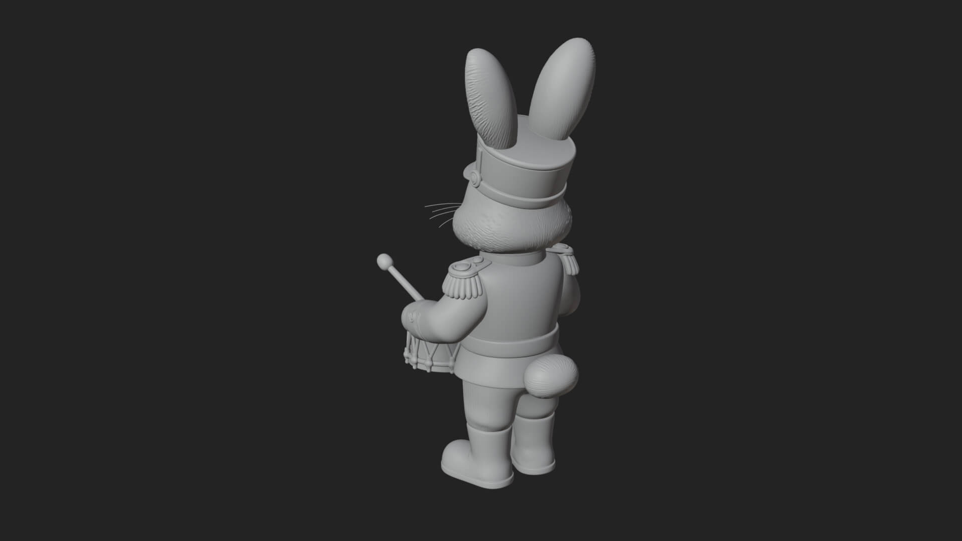 Rabbit Drummer Soldier Statue Design 1 3D Print Model 3D Model
