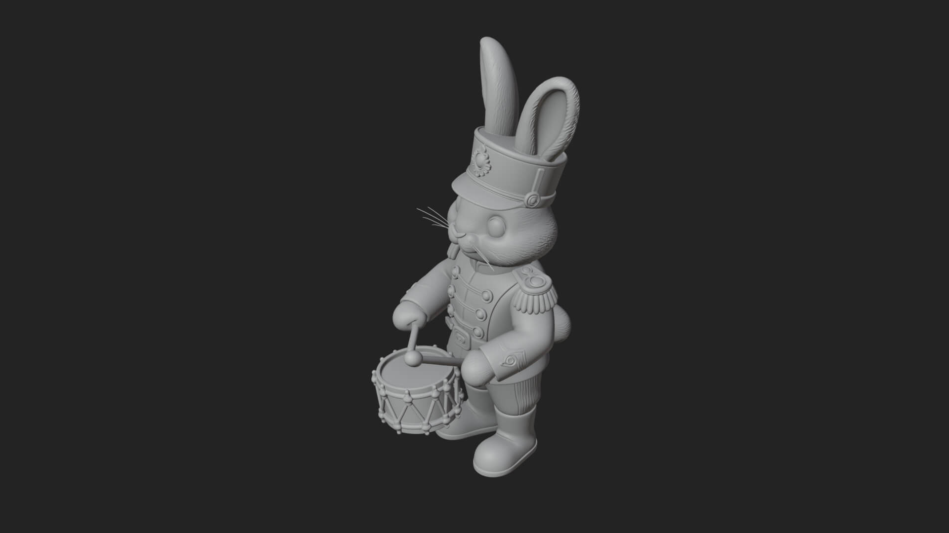 Rabbit Drummer Soldier Statue Design 1 3D Print Model 3D Model
