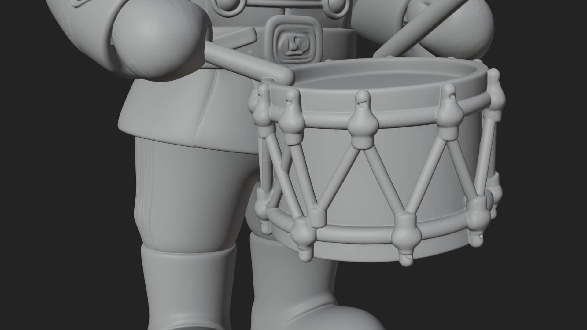 Rabbit Drummer Soldier Statue Design 1 3D Print Model 3D Model