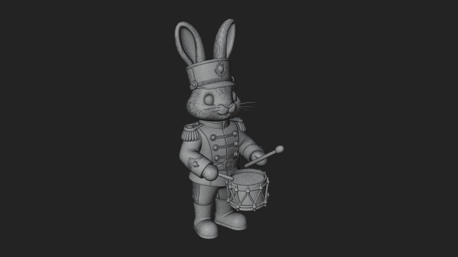 Rabbit Drummer Soldier Statue Design 1 3D Print Model 3D Model