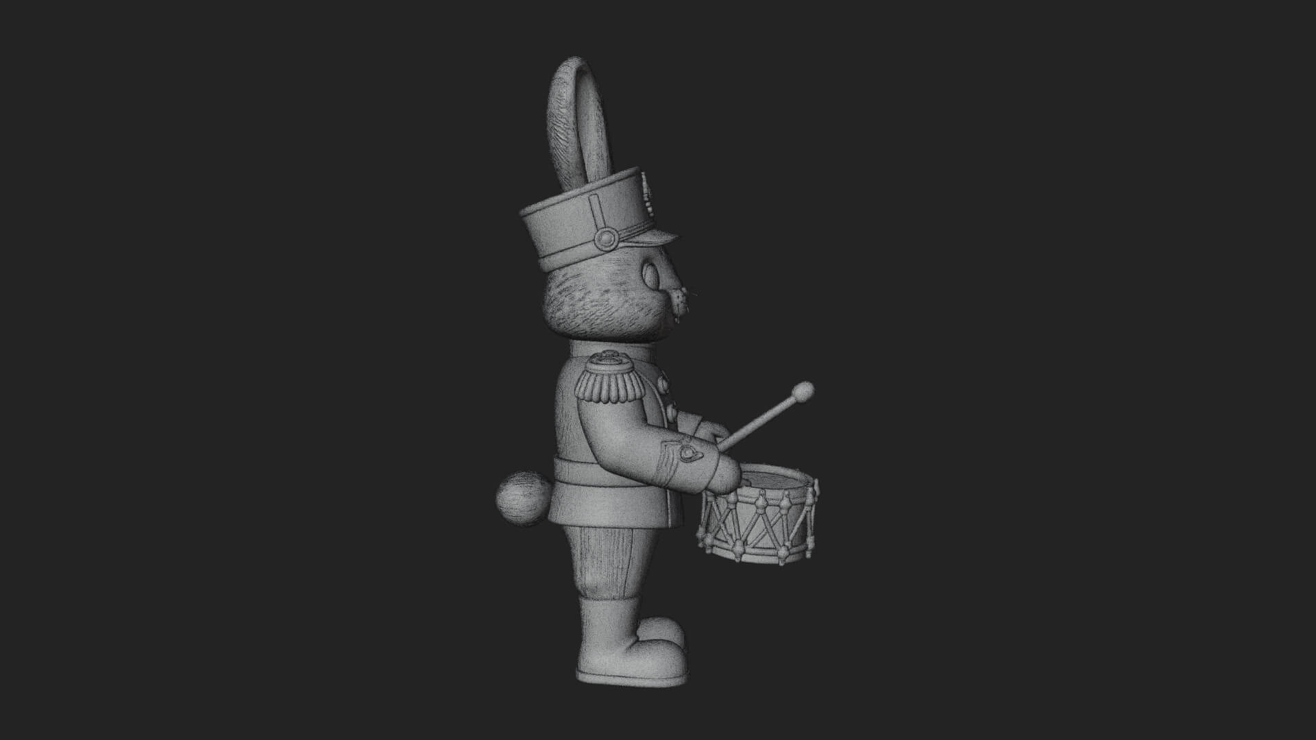 Rabbit Drummer Soldier Statue Design 1 3D Print Model 3D Model