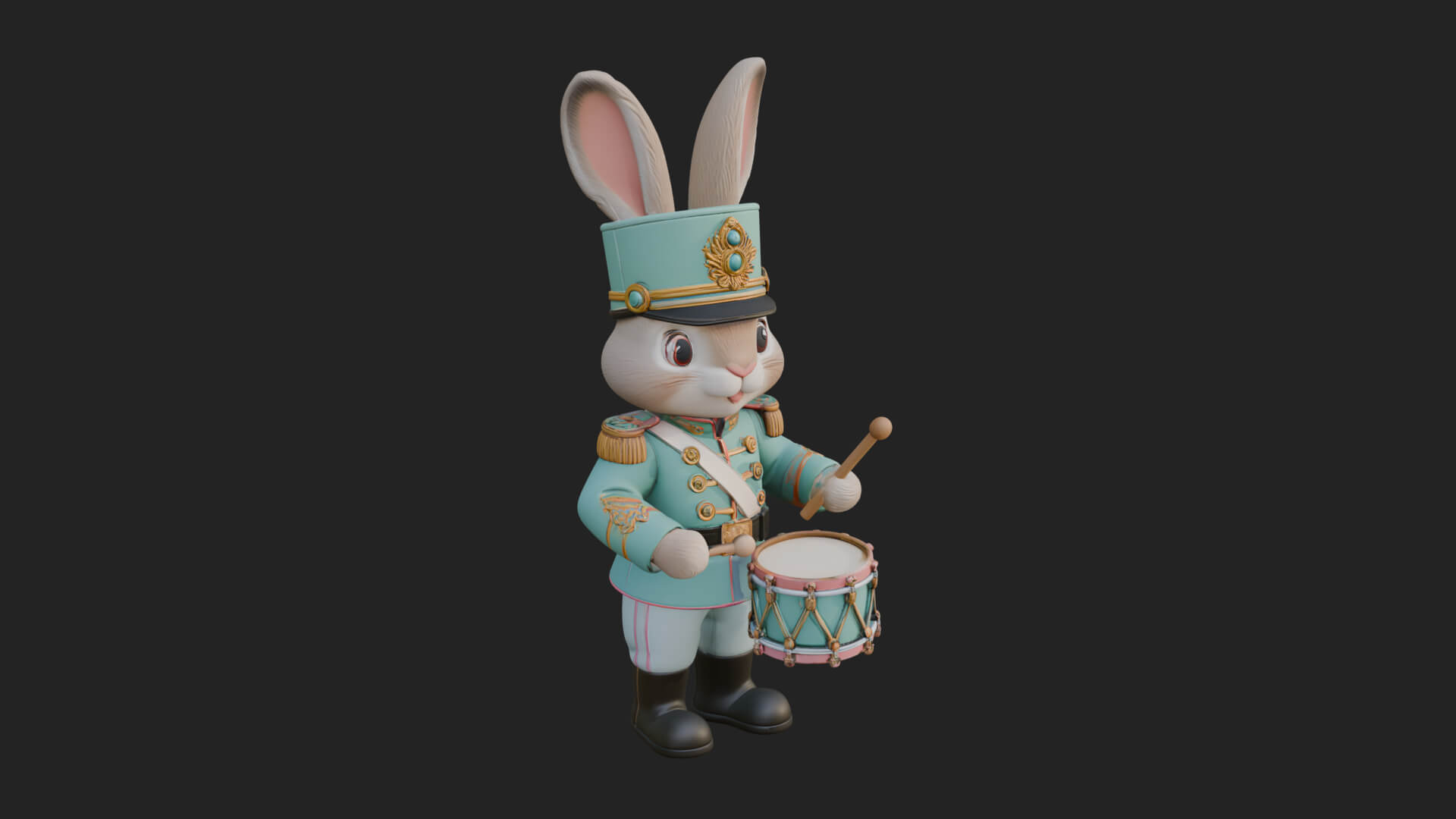 Rabbit Drummer Soldier Statue Design 2 3D Print Model 3D Model