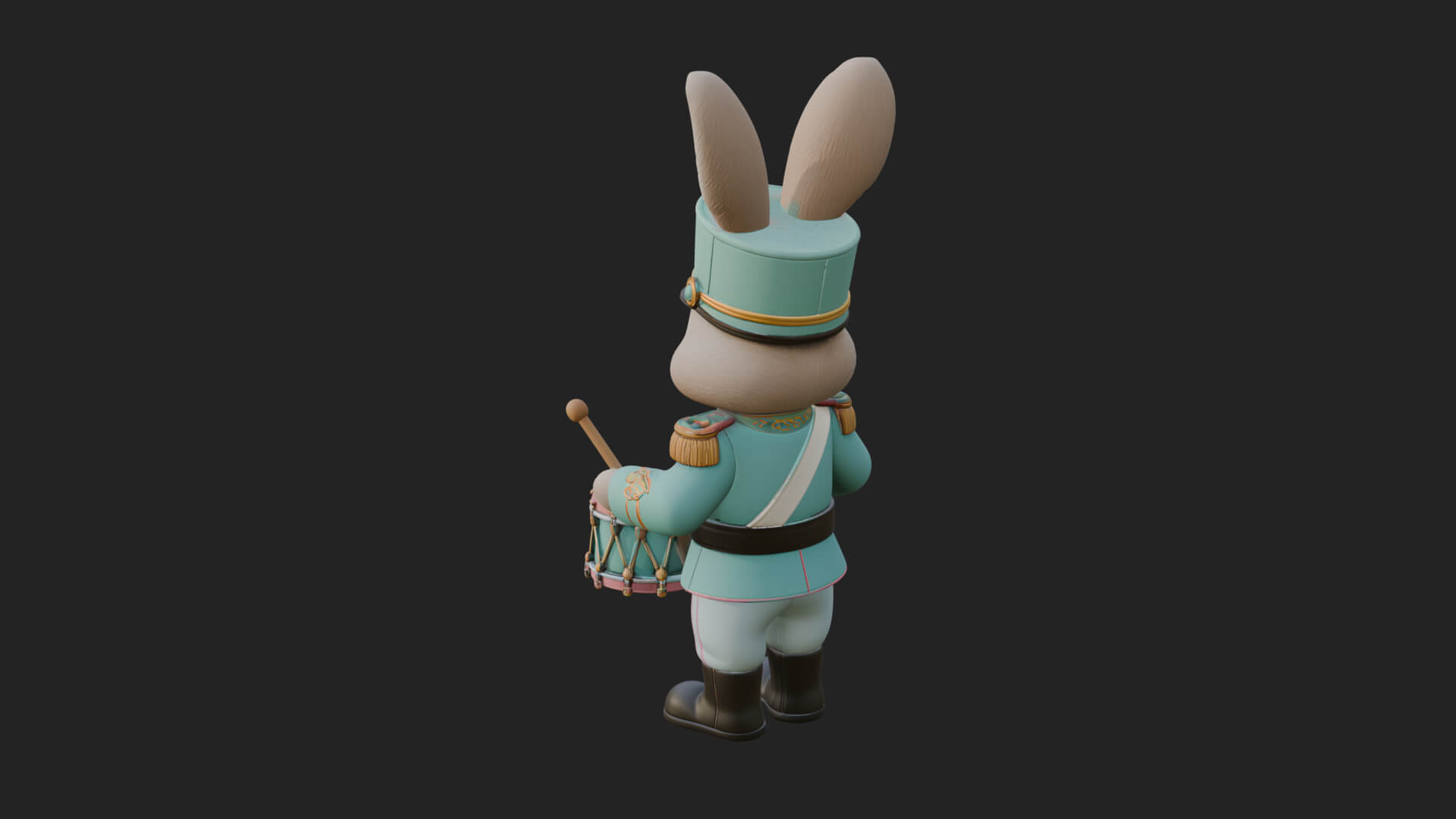 Rabbit Drummer Soldier Statue Design 2 3D Print Model 3D Model