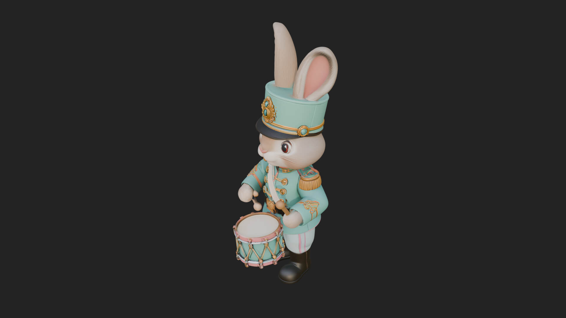 Rabbit Drummer Soldier Statue Design 2 3D Print Model 3D Model