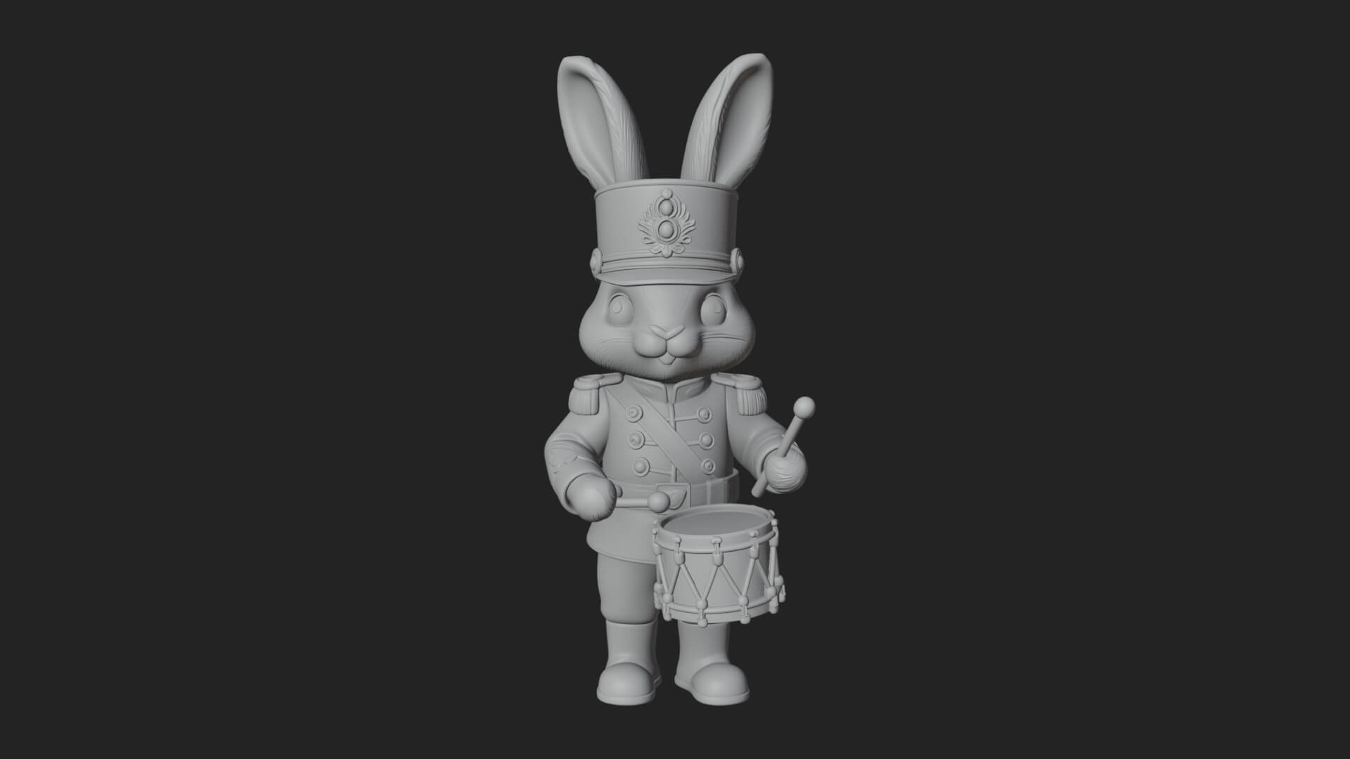 Rabbit Drummer Soldier Statue Design 2 3D Print Model 3D Model