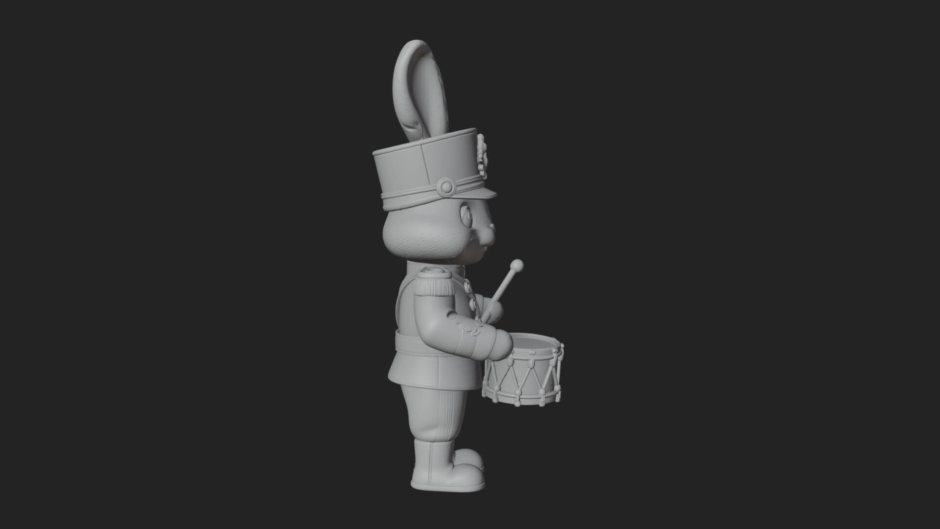 Rabbit Drummer Soldier Statue Design 2 3D Print Model 3D Model