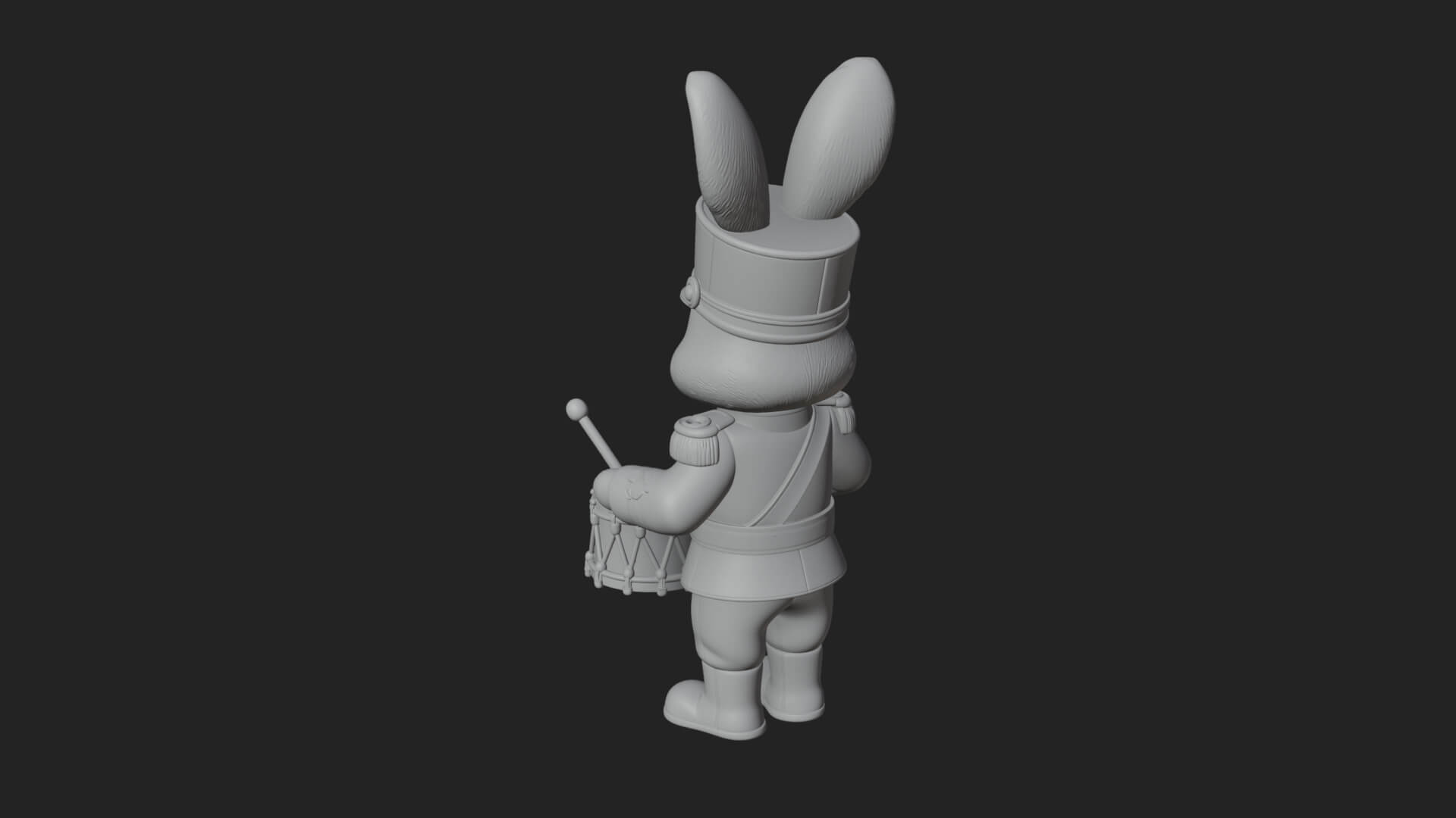 Rabbit Drummer Soldier Statue Design 2 3D Print Model 3D Model