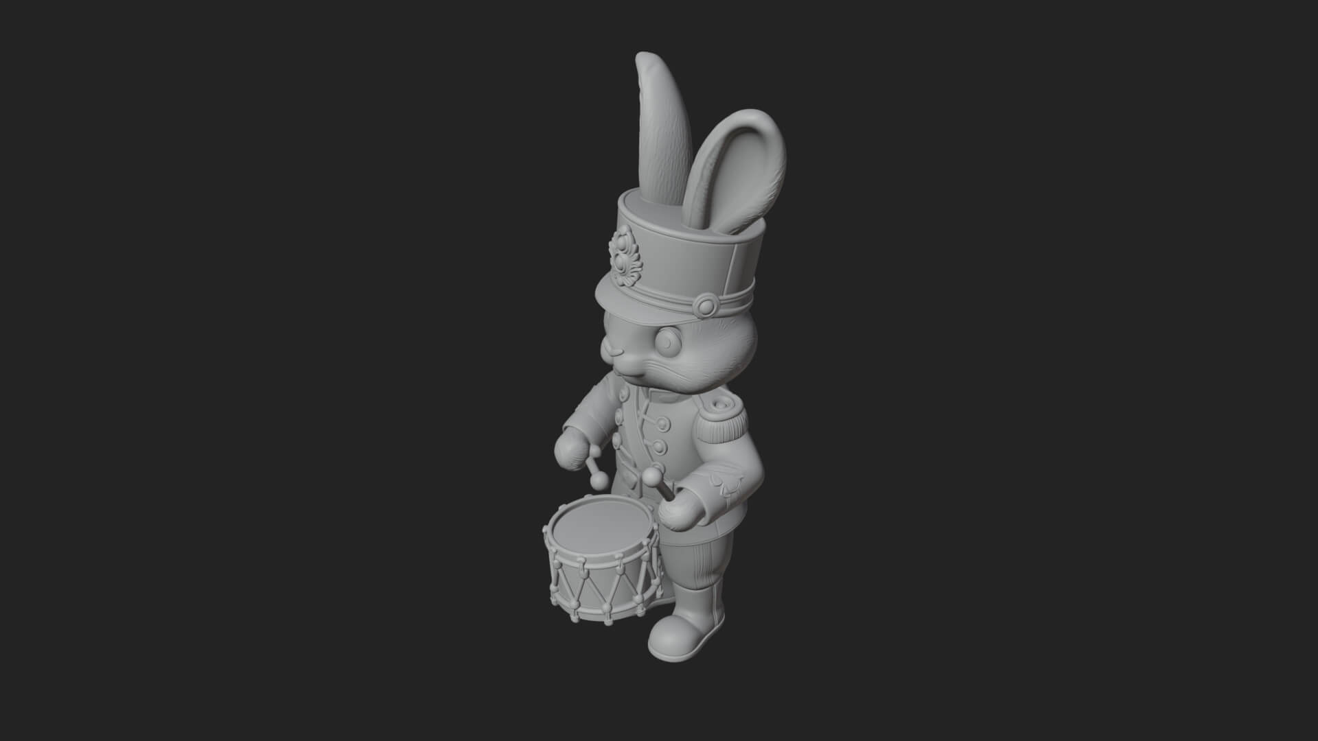 Rabbit Drummer Soldier Statue Design 2 3D Print Model 3D Model