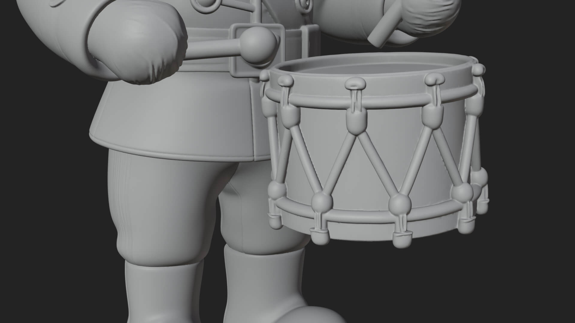 Rabbit Drummer Soldier Statue Design 2 3D Print Model 3D Model