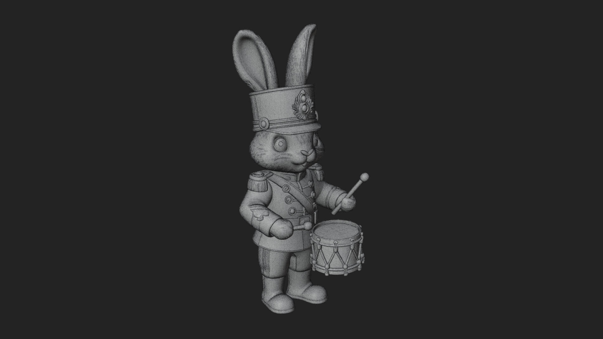 Rabbit Drummer Soldier Statue Design 2 3D Print Model 3D Model