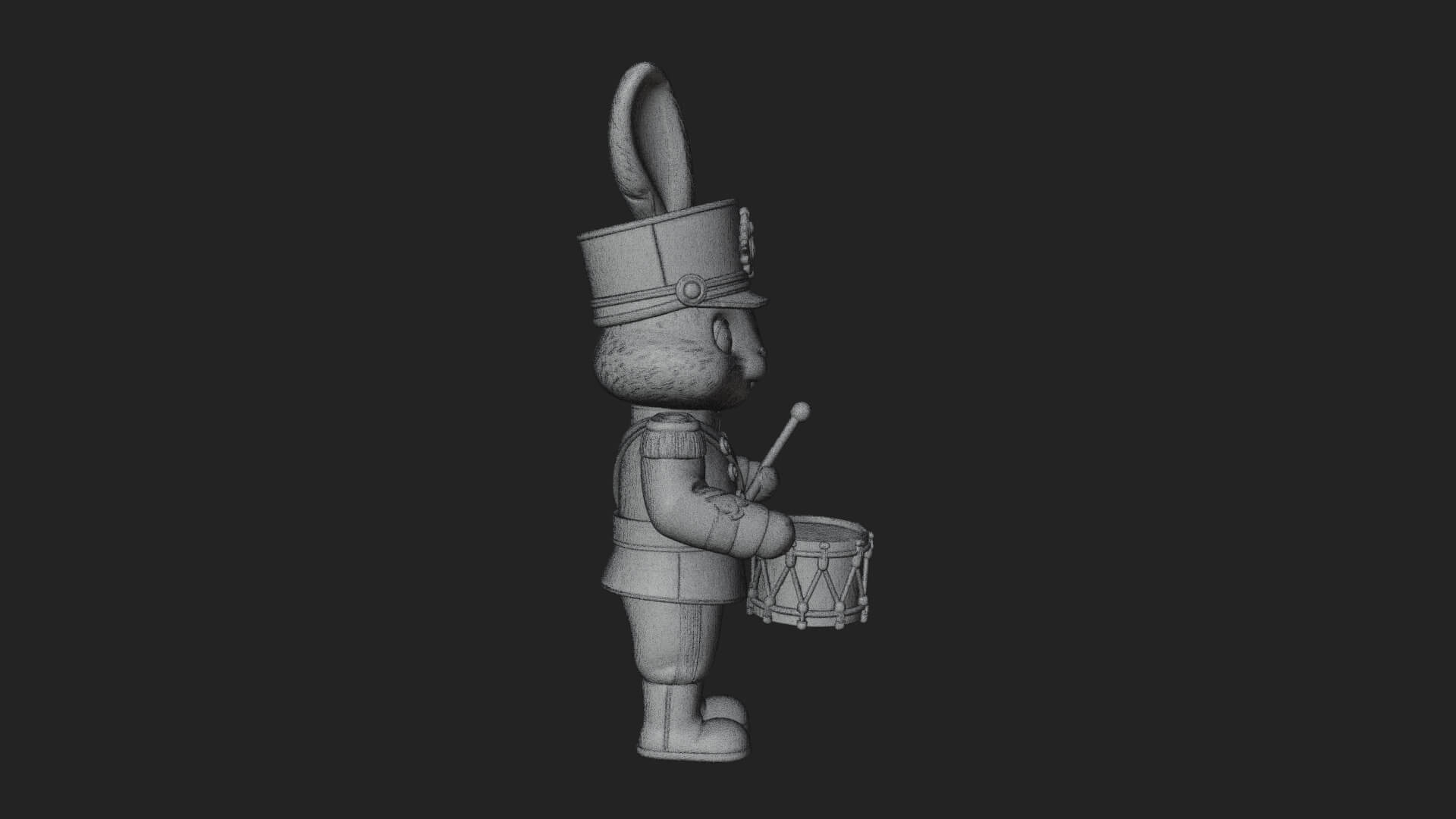 Rabbit Drummer Soldier Statue Design 2 3D Print Model 3D Model