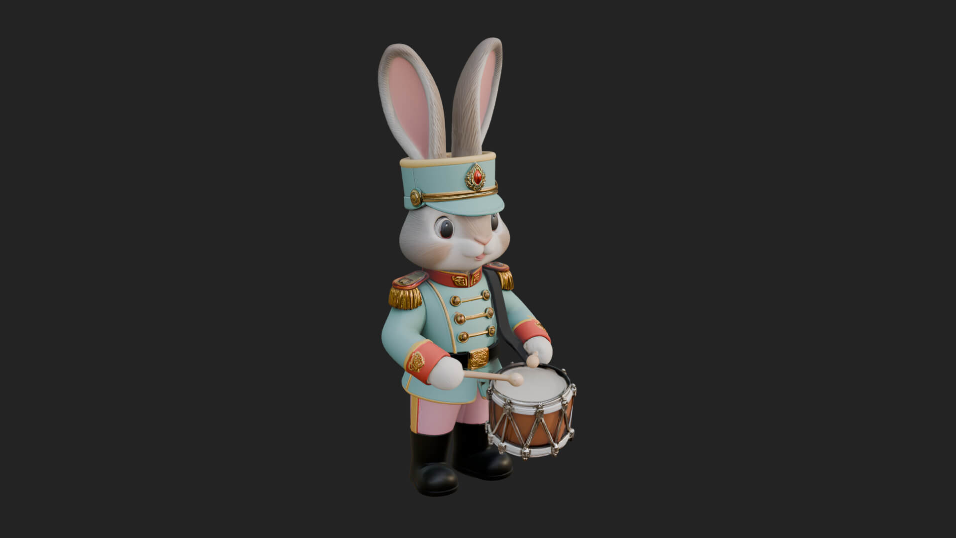 Rabbit Drummer Soldier Statue Design 3 3D Print Model 3D Model