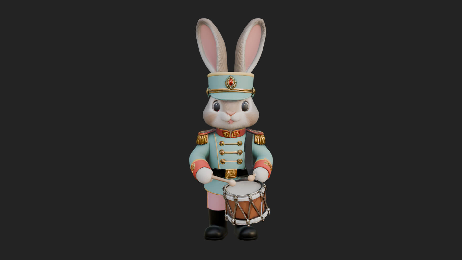 Rabbit Drummer Soldier Statue Design 3 3D Print Model 3D Model