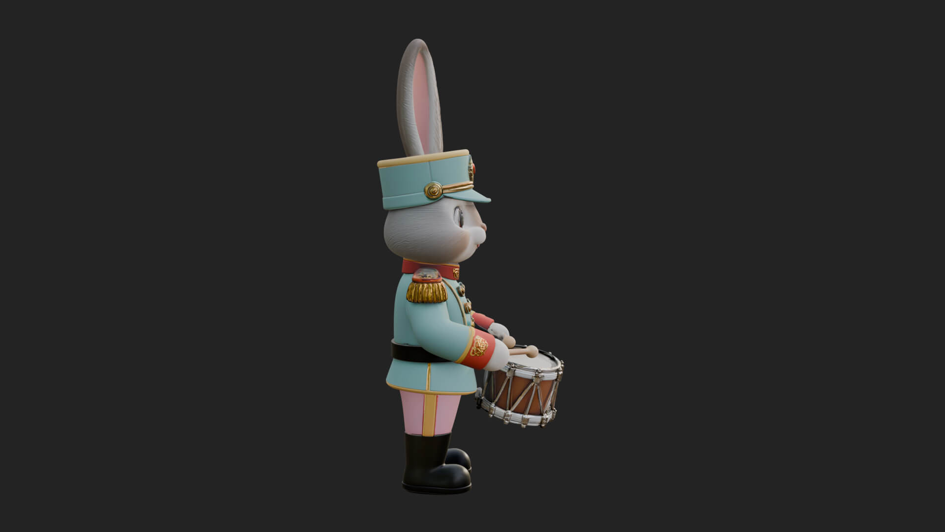 Rabbit Drummer Soldier Statue Design 3 3D Print Model 3D Model