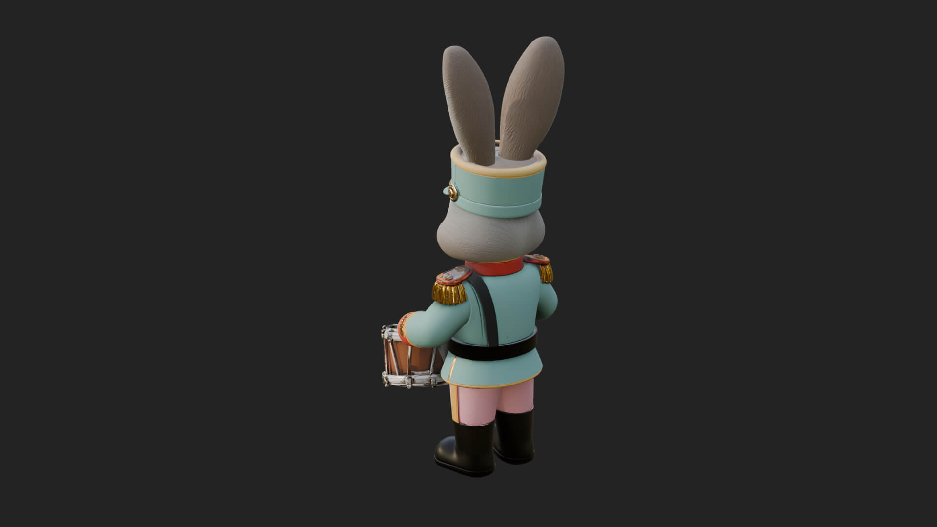 Rabbit Drummer Soldier Statue Design 3 3D Print Model 3D Model