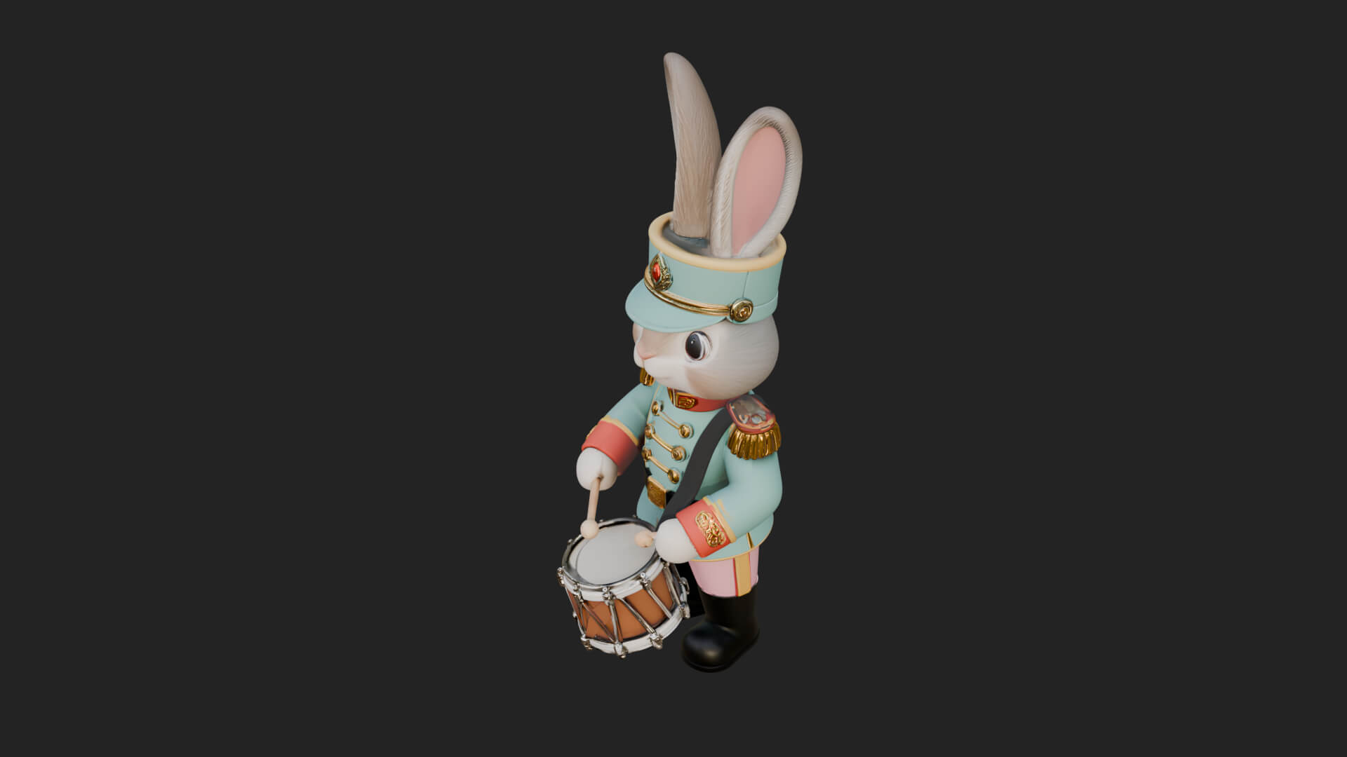 Rabbit Drummer Soldier Statue Design 3 3D Print Model 3D Model